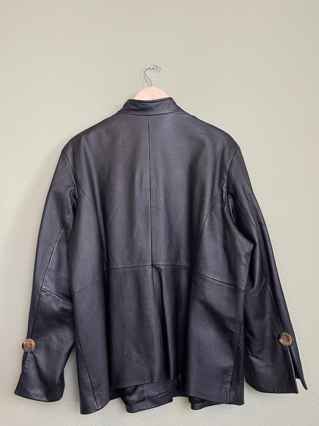 Vintage Black Leather Button Front Jacket sz xl-1x