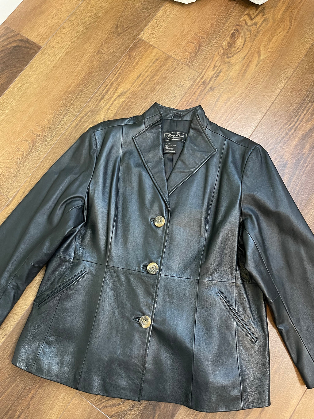 Vintage Black Leather Button Front Jacket sz xl-1x