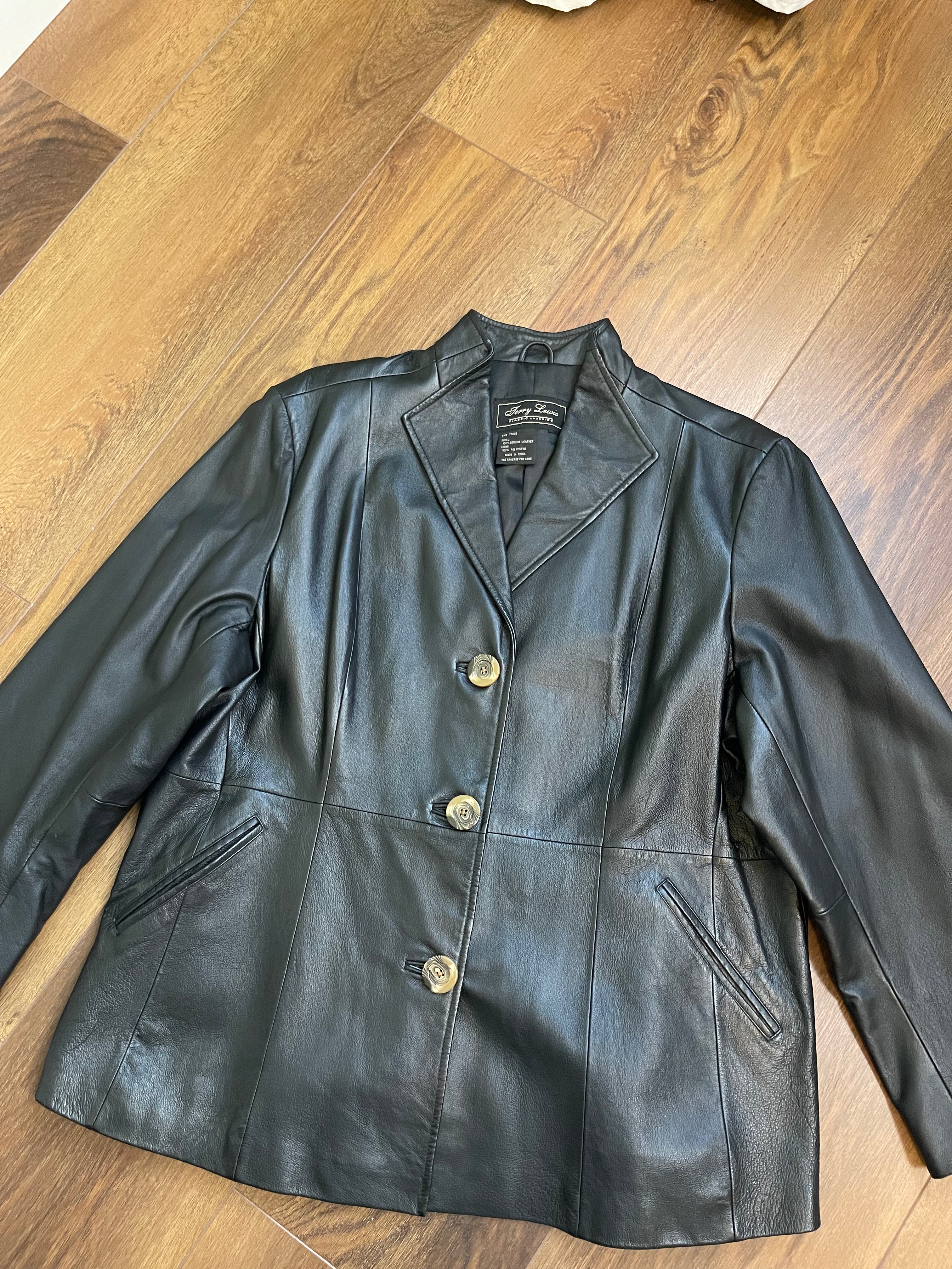 Vintage Black Leather Button Front Jacket sz xl-1x