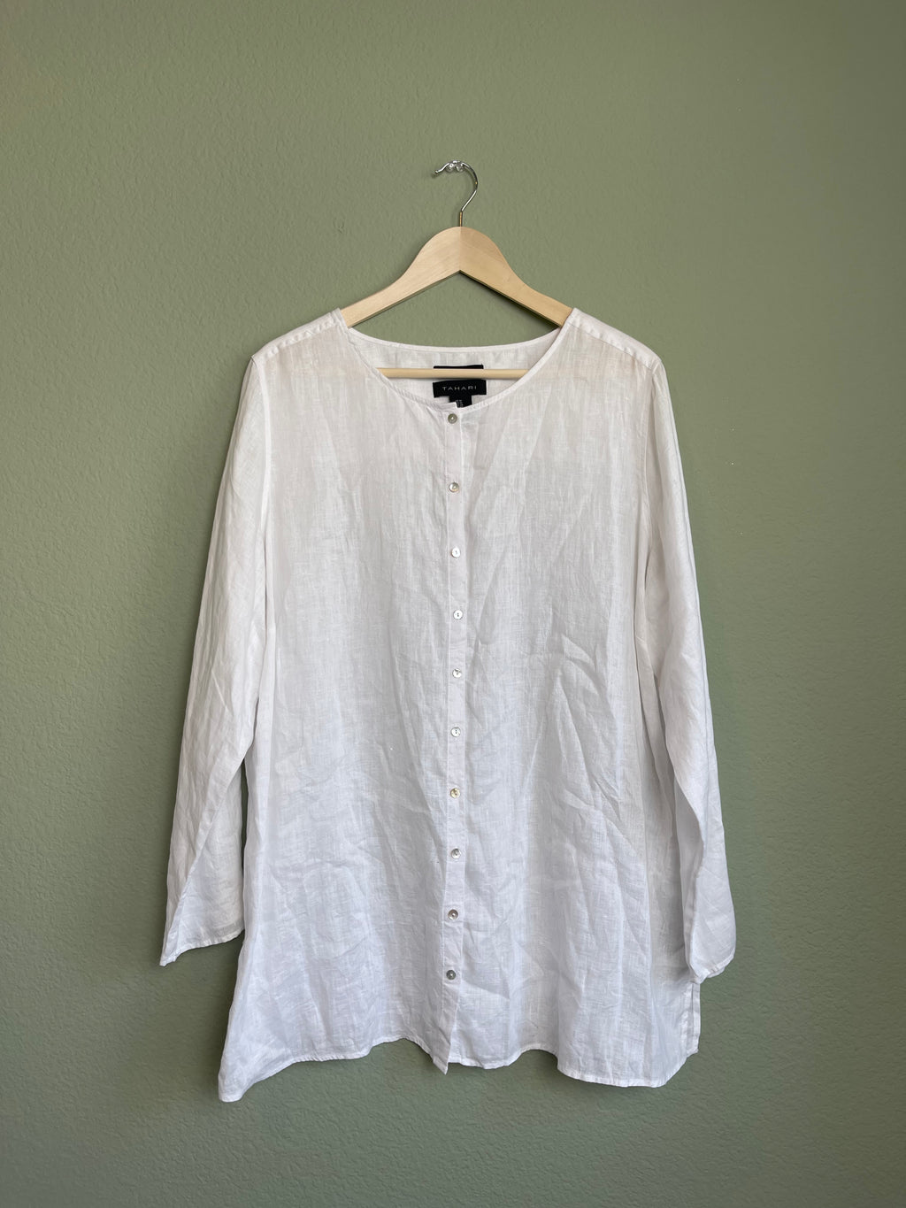 Linen Tunic Button Down Blouse sz 1x