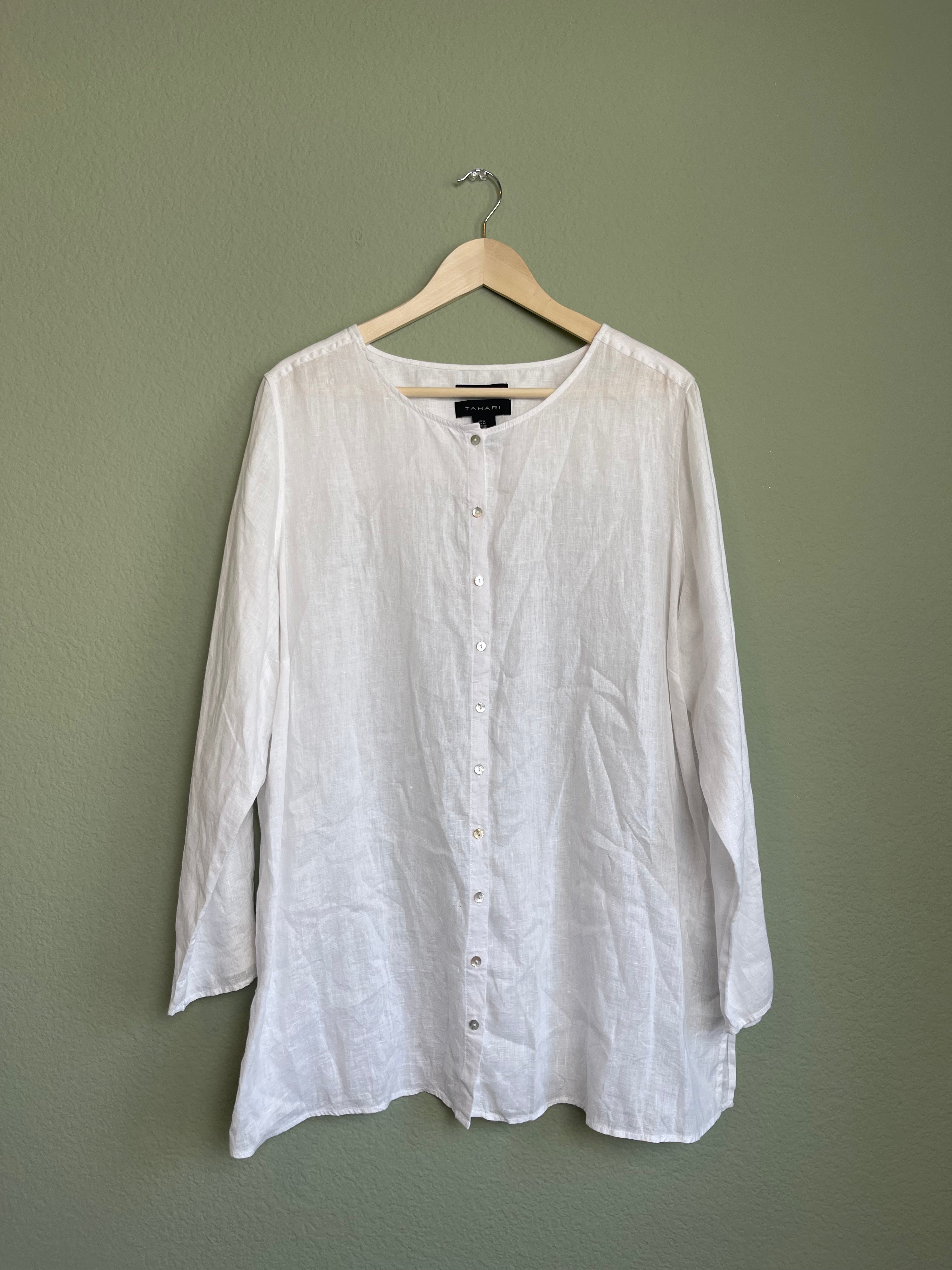 Linen Tunic Button Down Blouse sz 1x