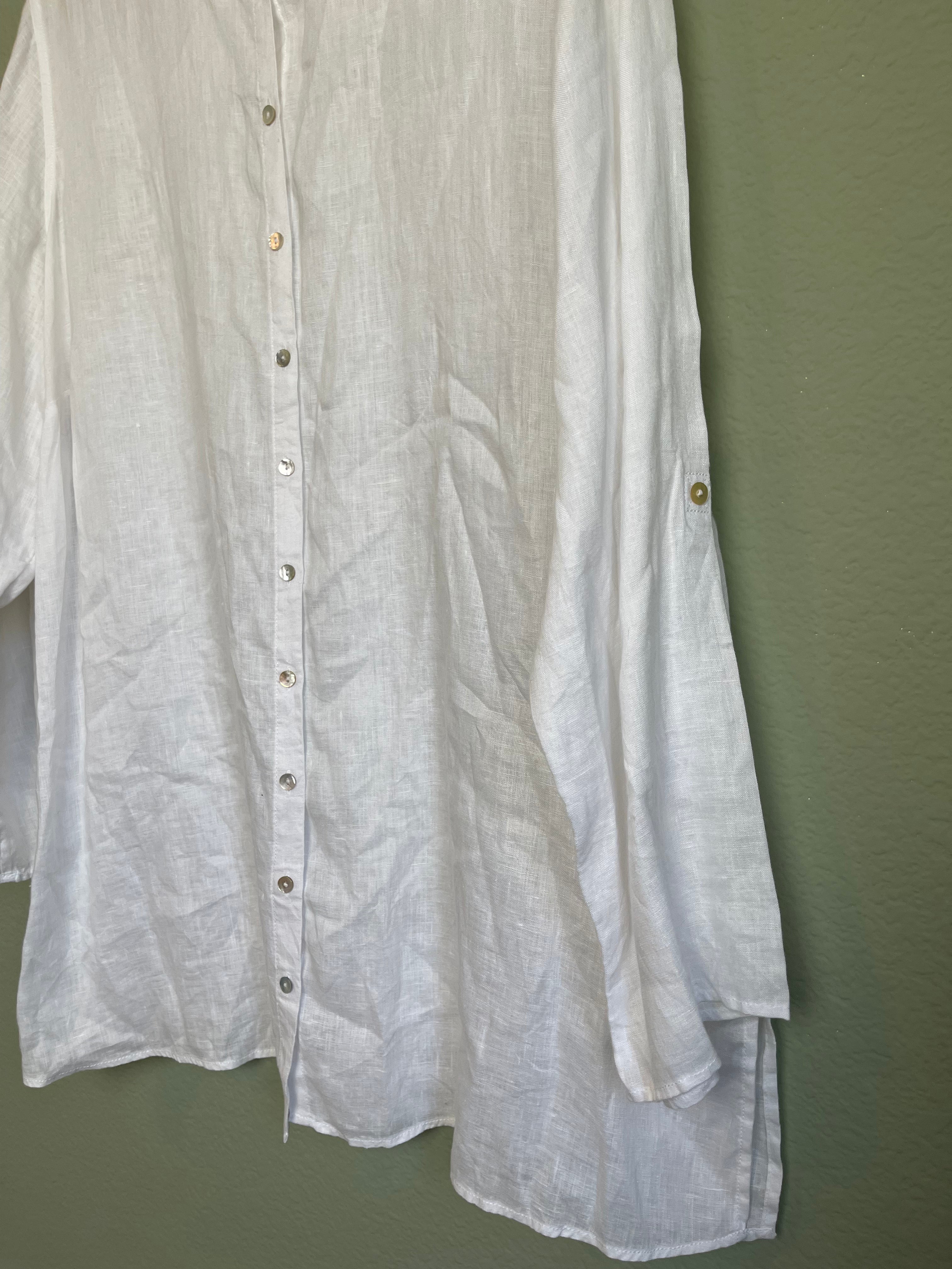 Linen Tunic Button Down Blouse sz 1x
