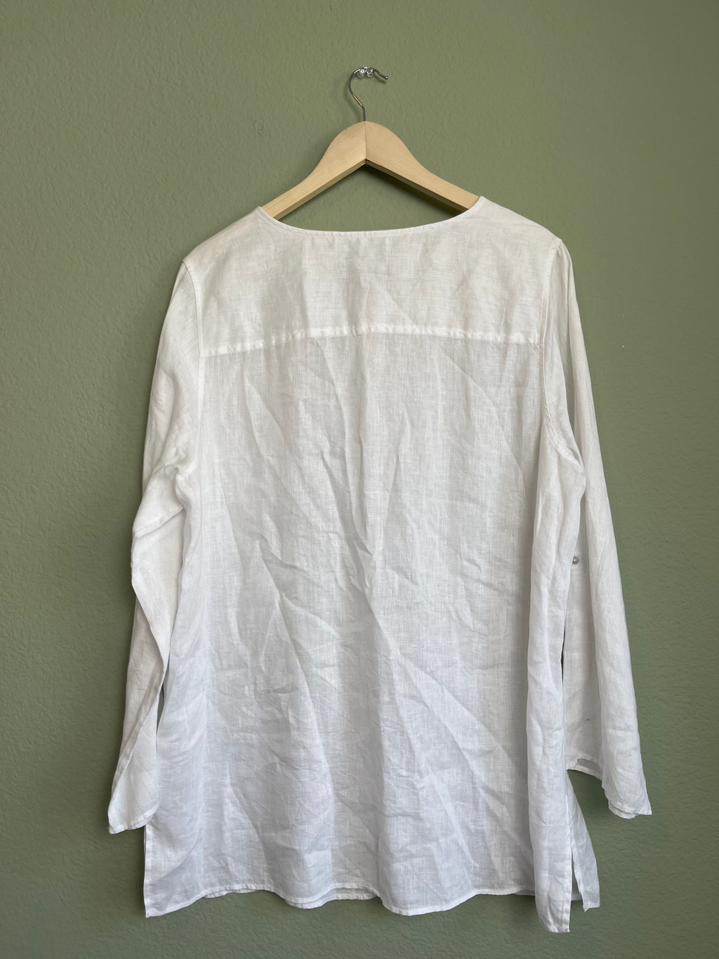 Linen Tunic Button Down Blouse sz 1x