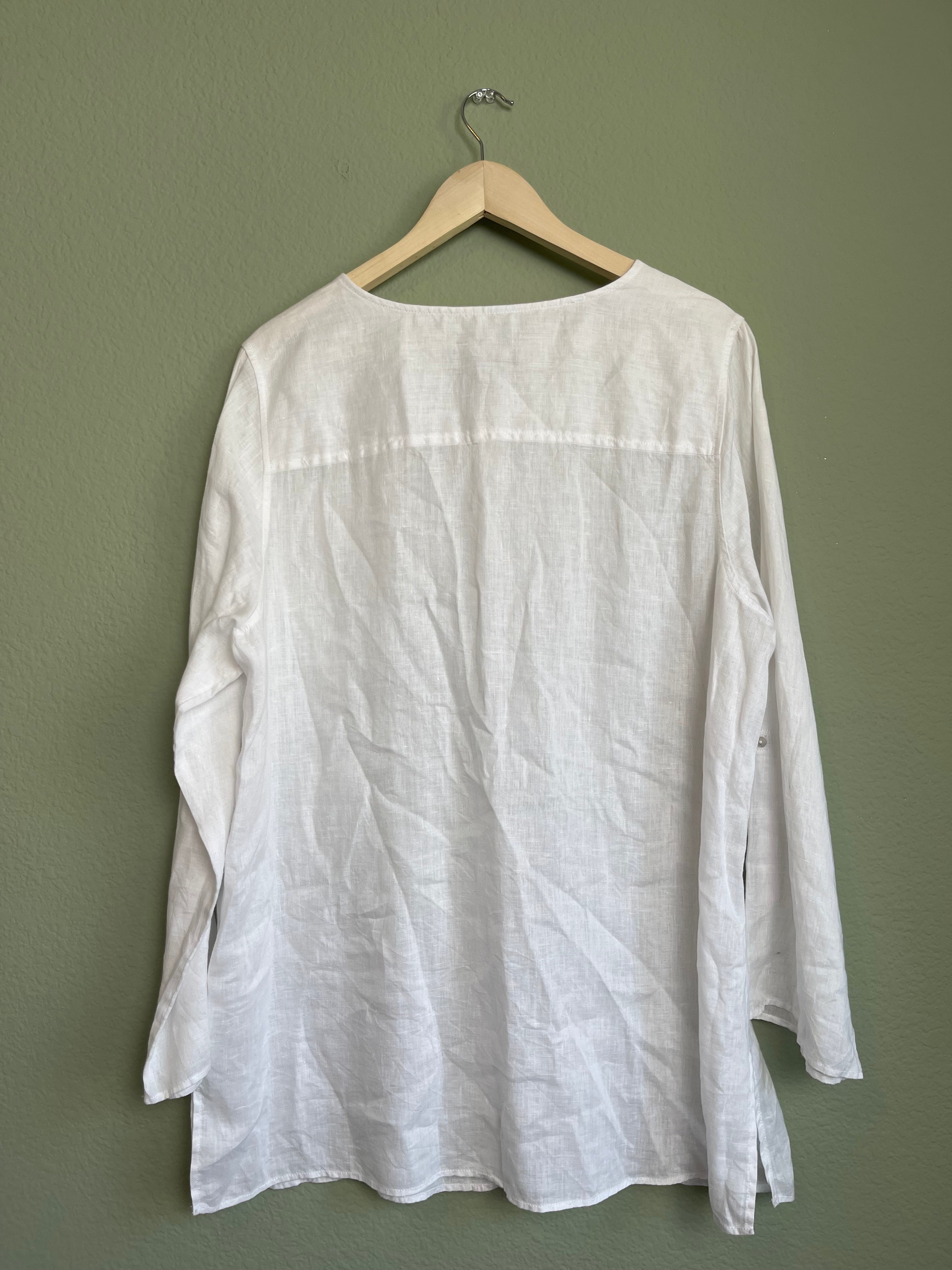 Linen Tunic Button Down Blouse sz 1x