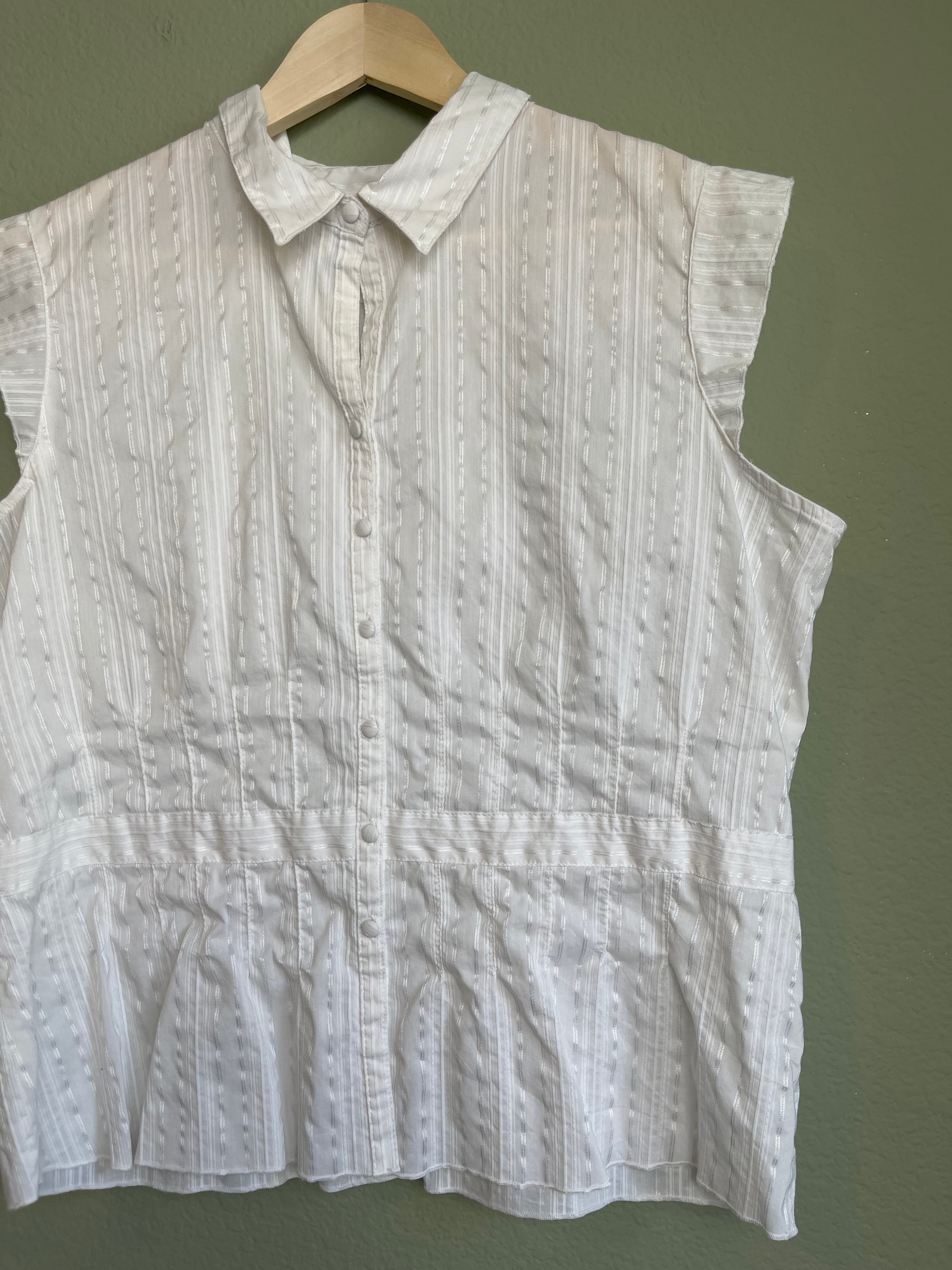 Vintage Cap Sleeve Button Front Blouse sz xxl