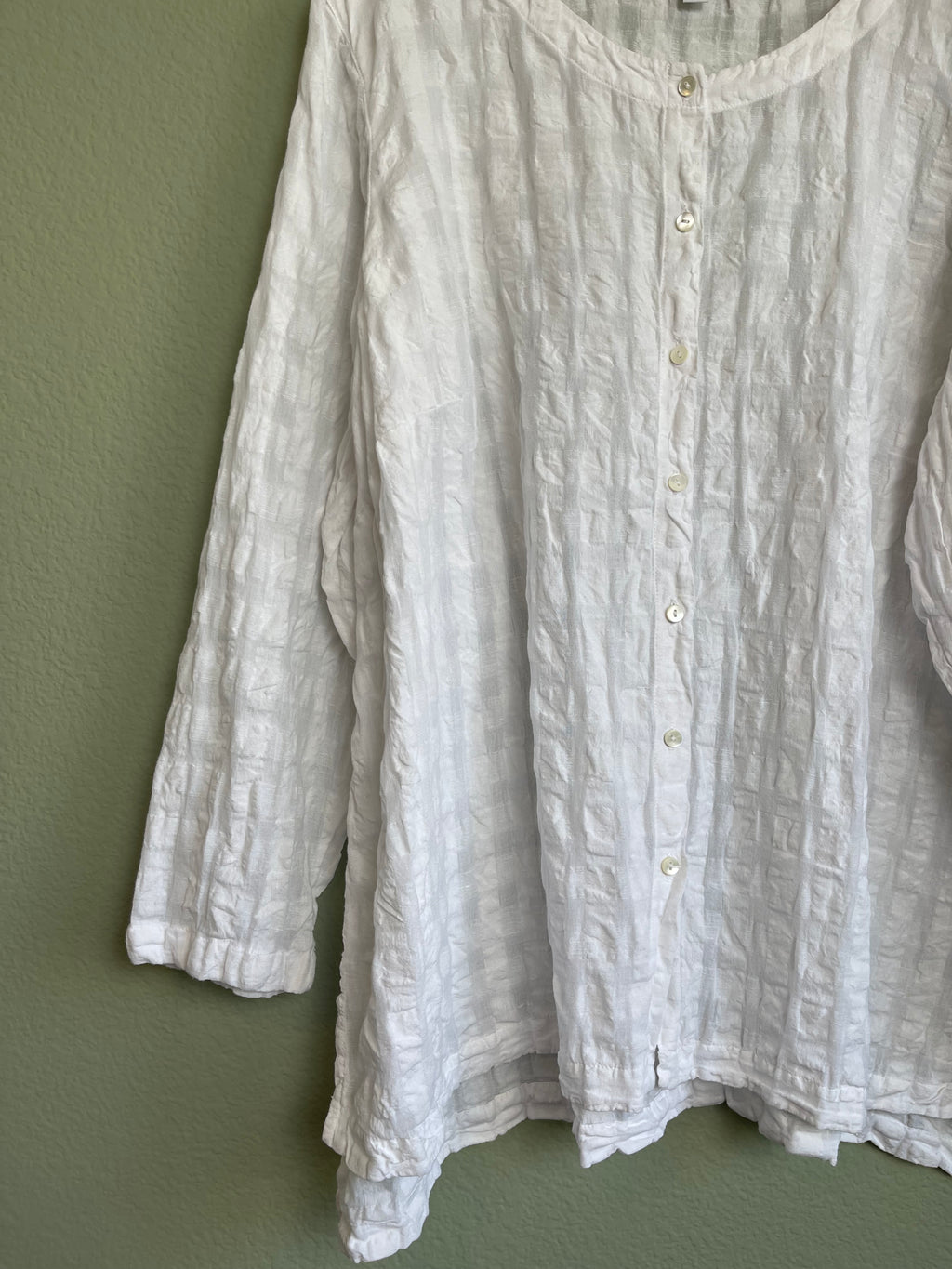 Linen Blend Button Front Tunic Blouse sz 4x