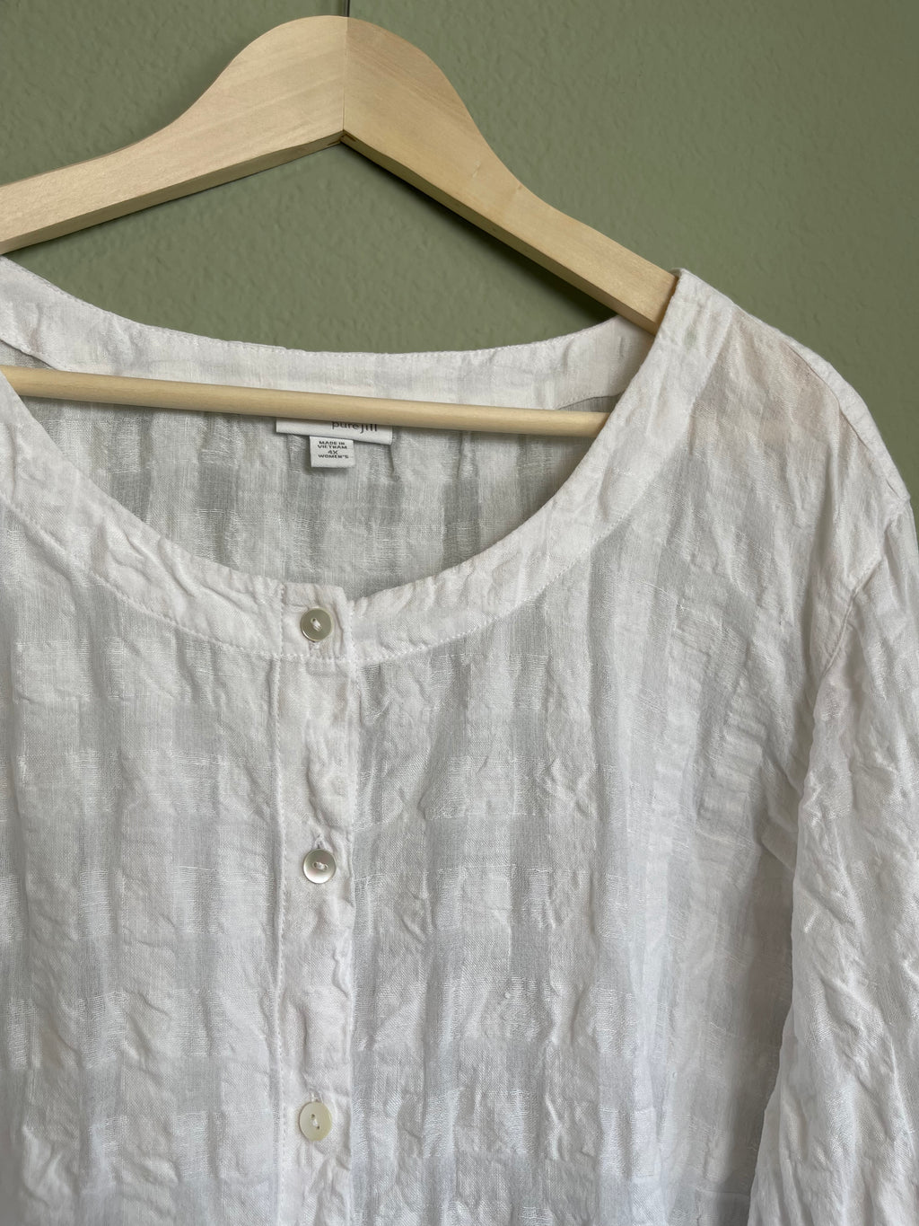 Linen Blend Button Front Tunic Blouse sz 4x