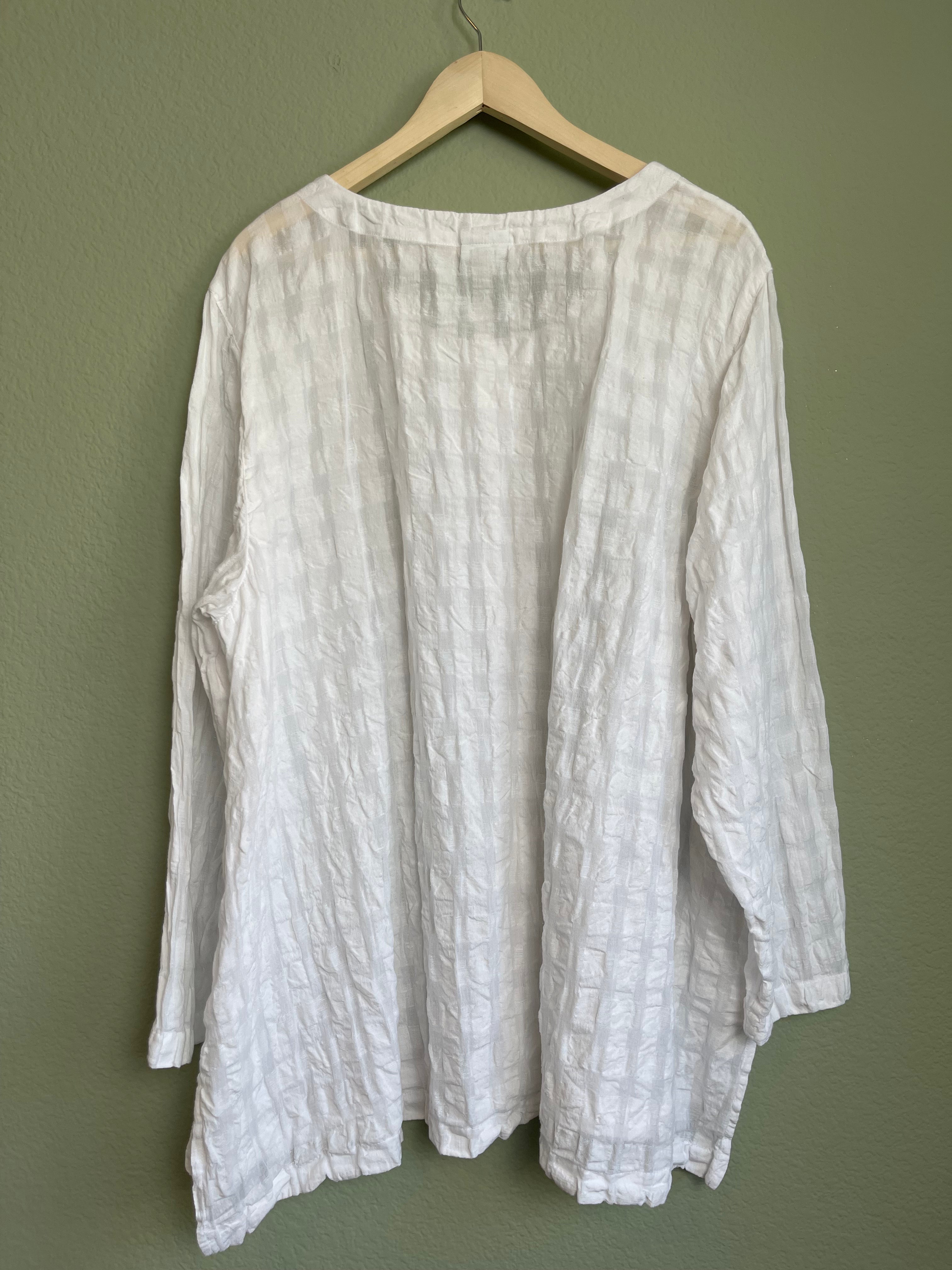 Linen Blend Button Front Tunic Blouse sz 4x