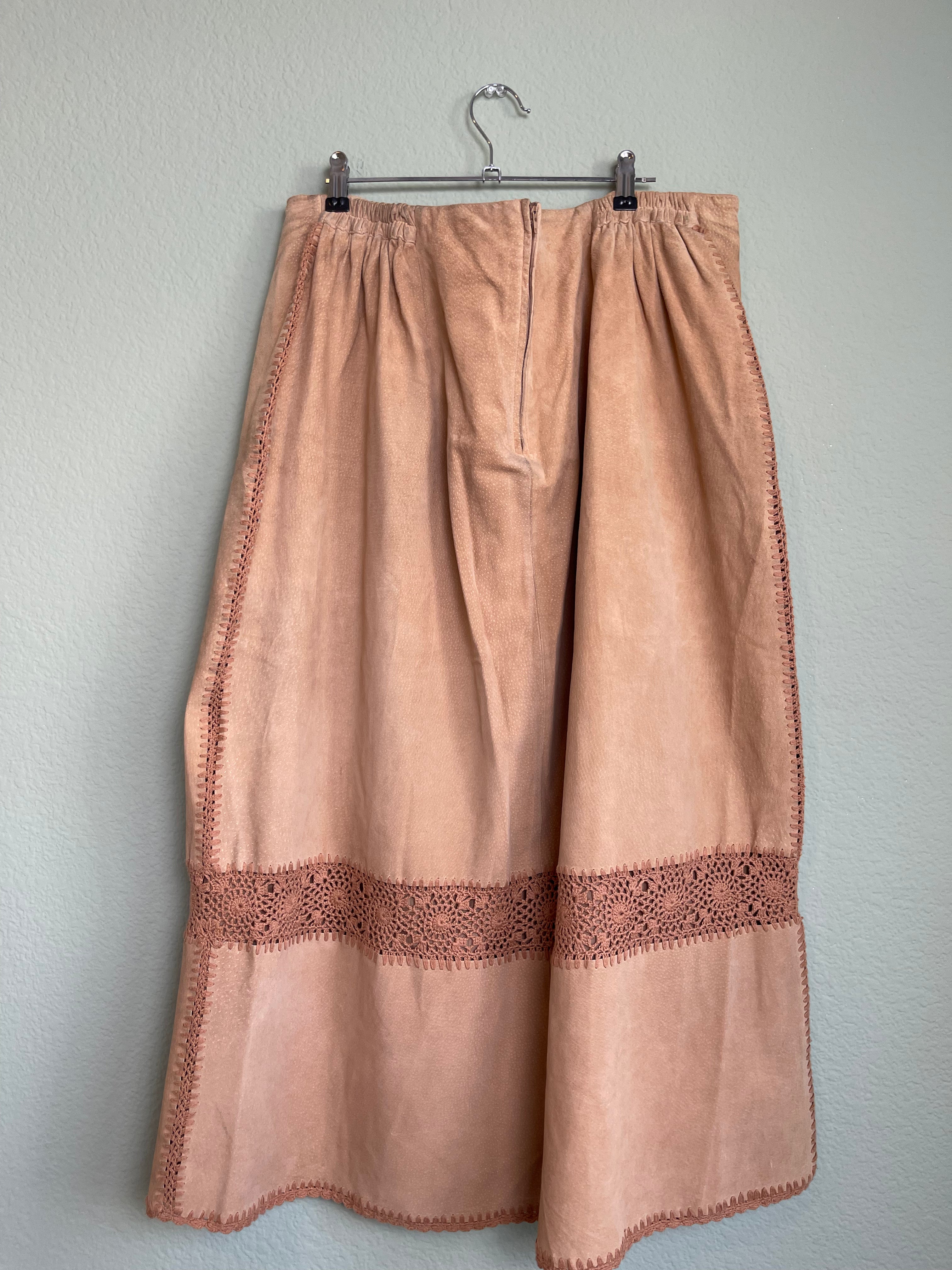 Vintage Suede Leather Maxi/Midi Skirt sz 16/18