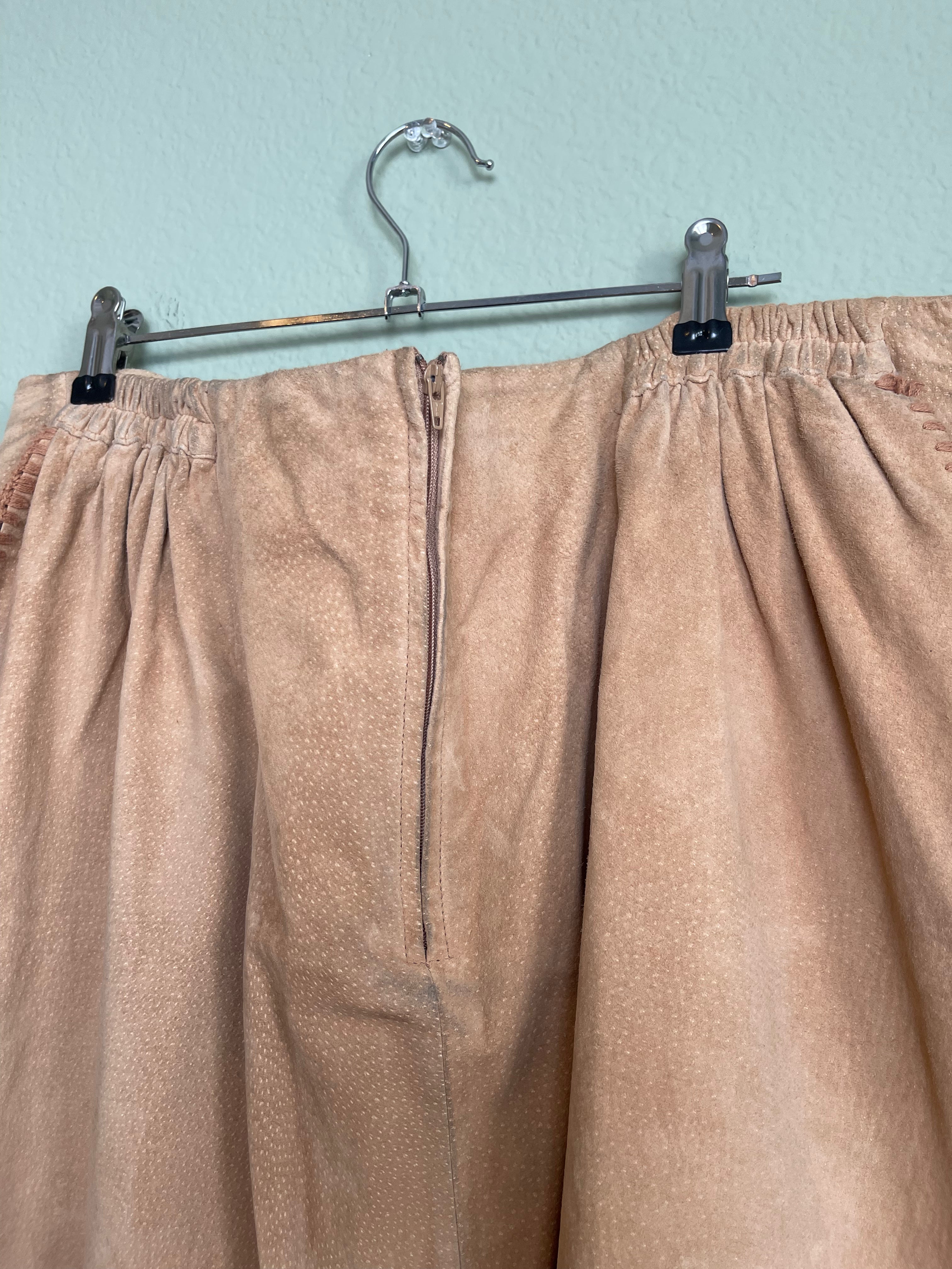 Vintage Suede Leather Maxi/Midi Skirt sz 16/18