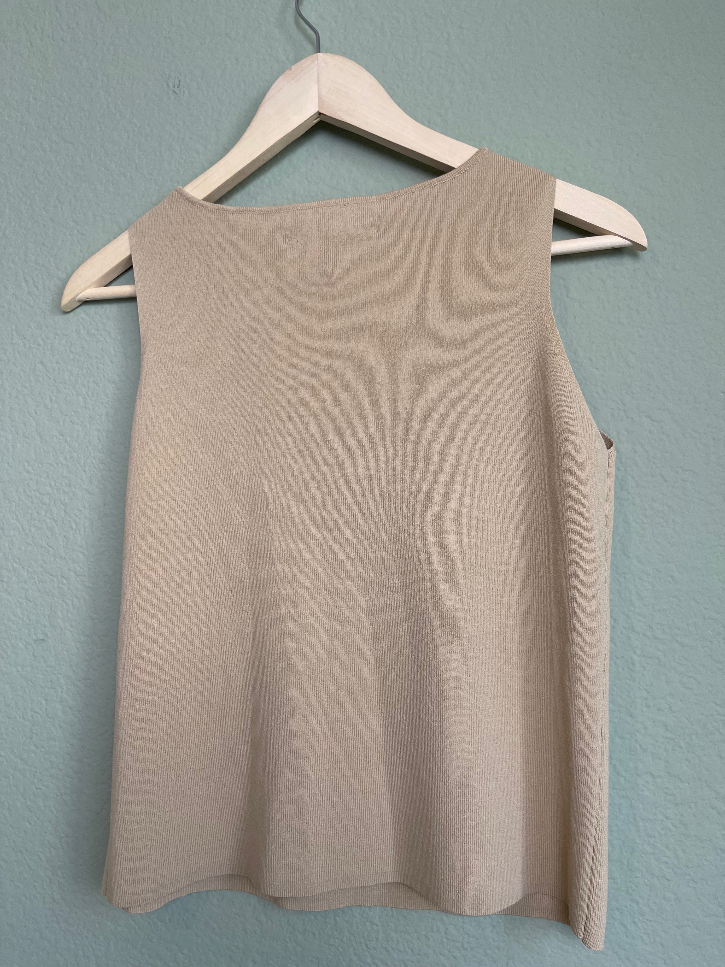 Vintage Beige High Neck Tank sz L