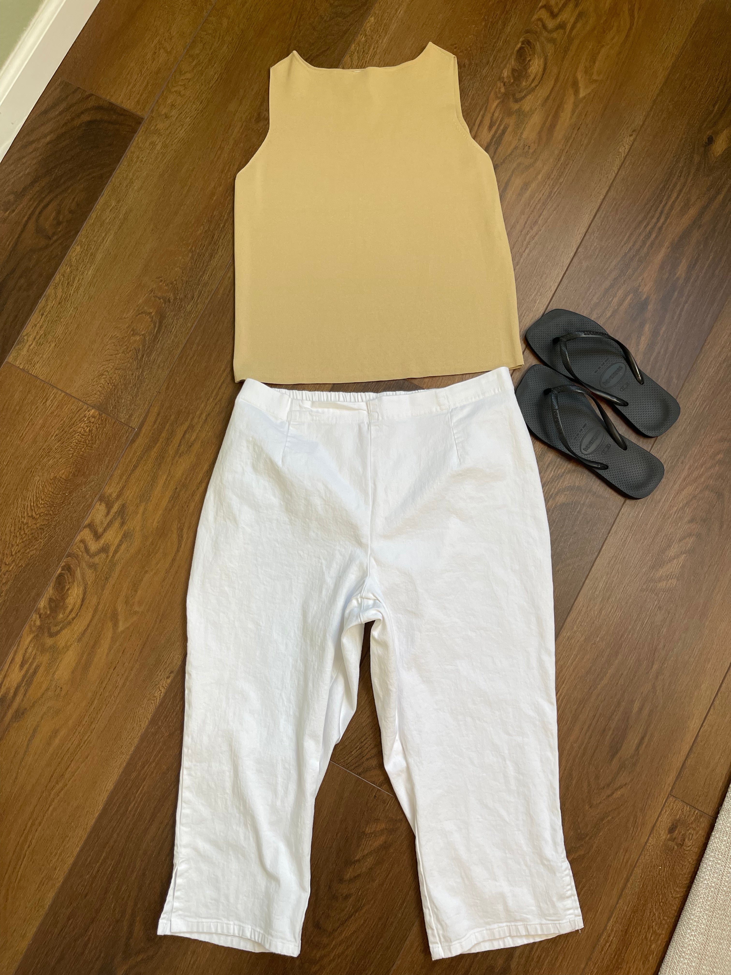 Vintage Stretch White Capri Pant sz xl