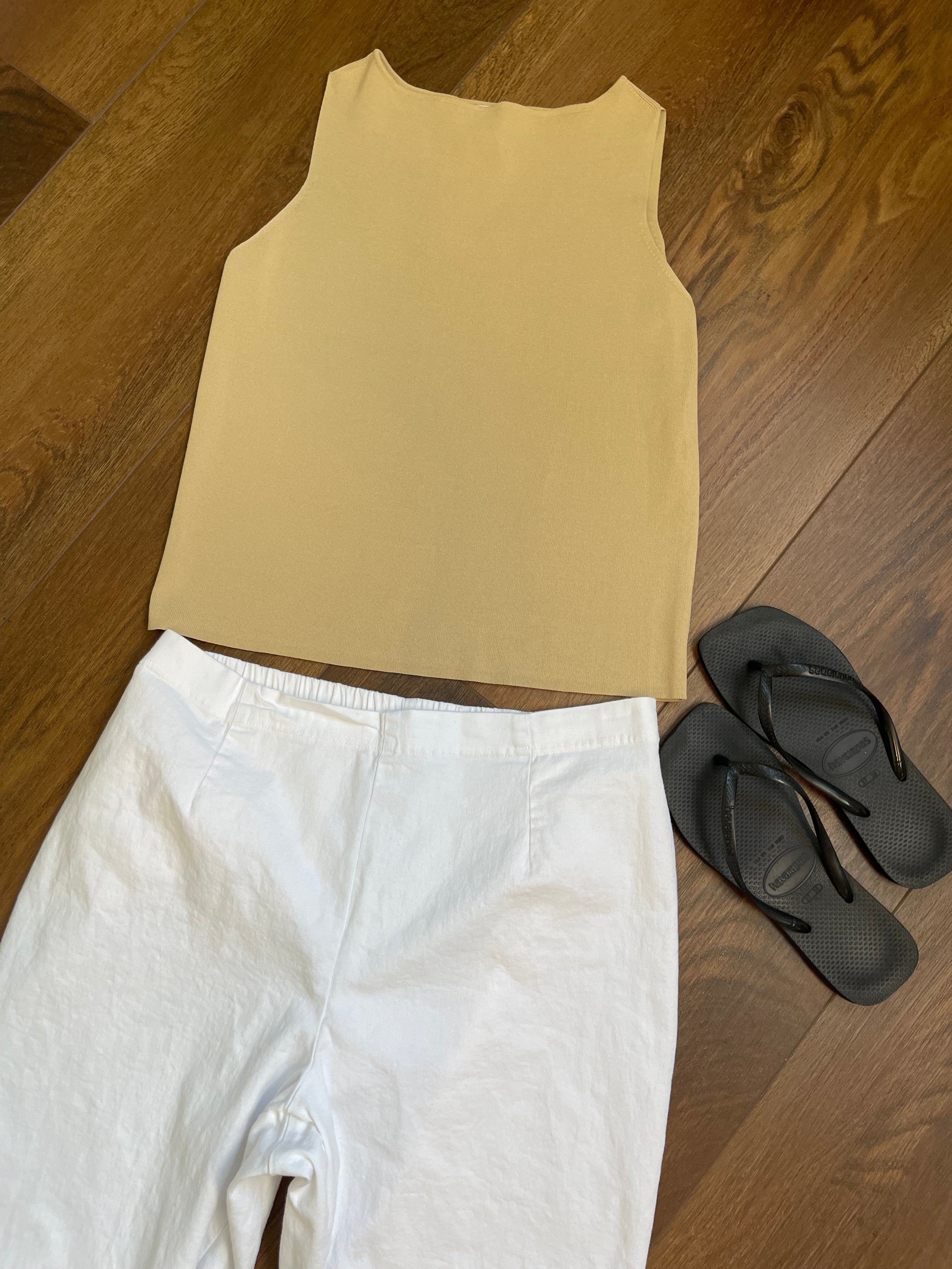 Vintage Stretch White Capri Pant sz xl