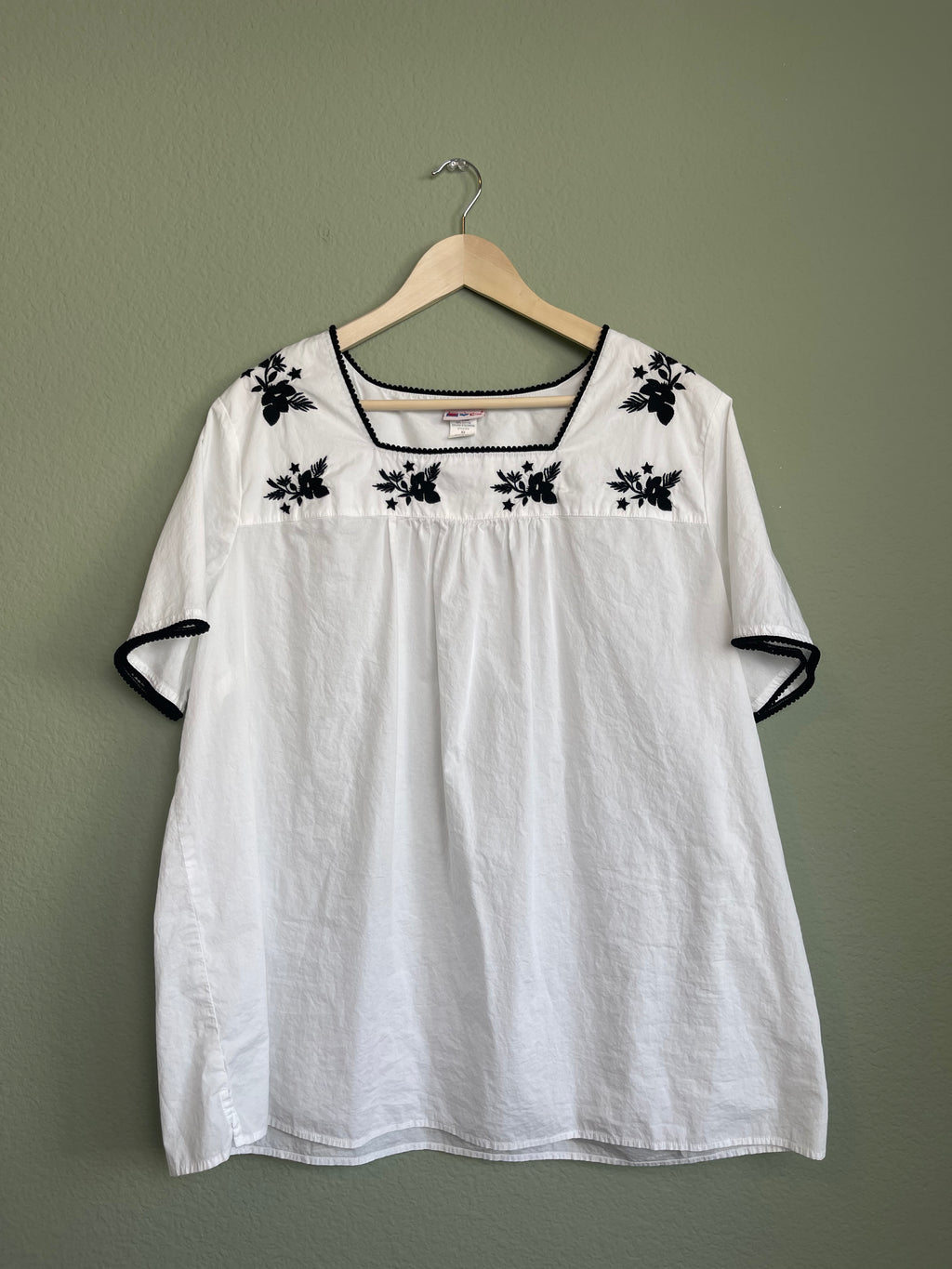 Retro Cotton Embroidered Tunic Blouse sz L-1x