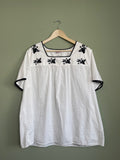 Retro Cotton Embroidered Tunic Blouse sz L-1x