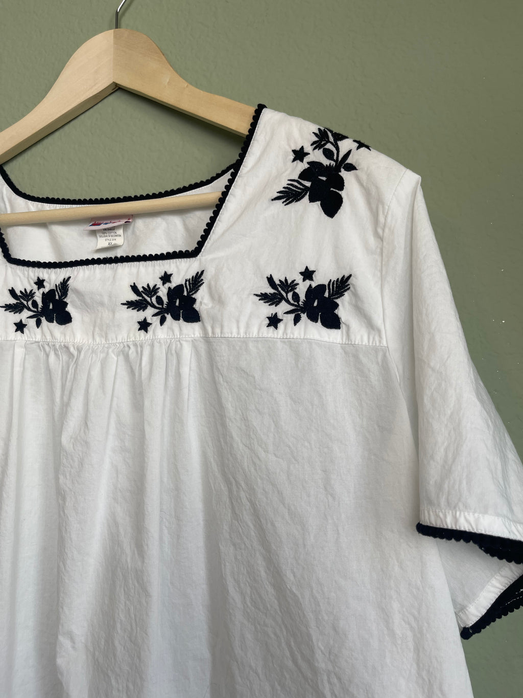 Retro Cotton Embroidered Tunic Blouse sz L-1x