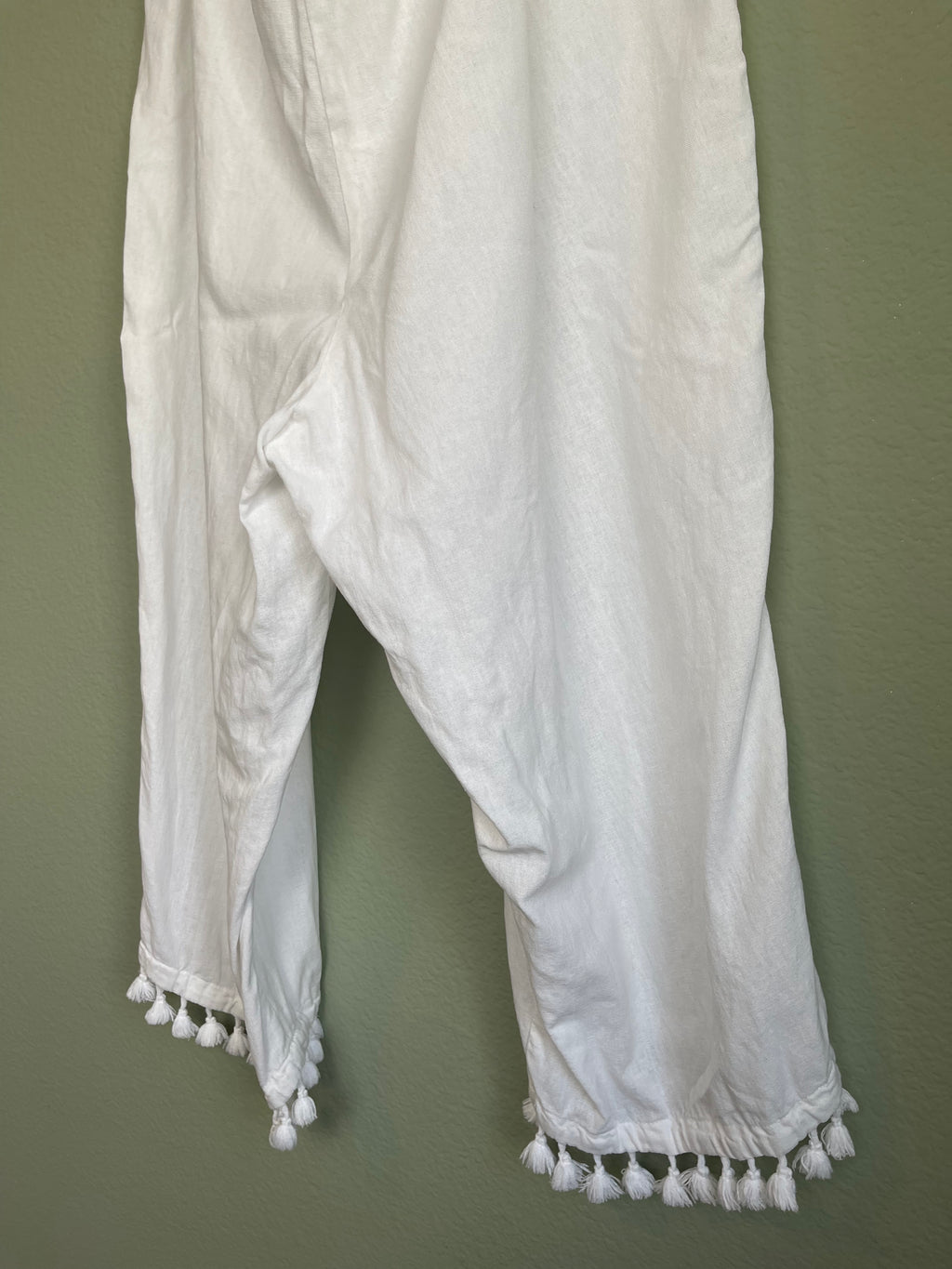 Linen Blend Tassel Crop Pant 1x/2x
