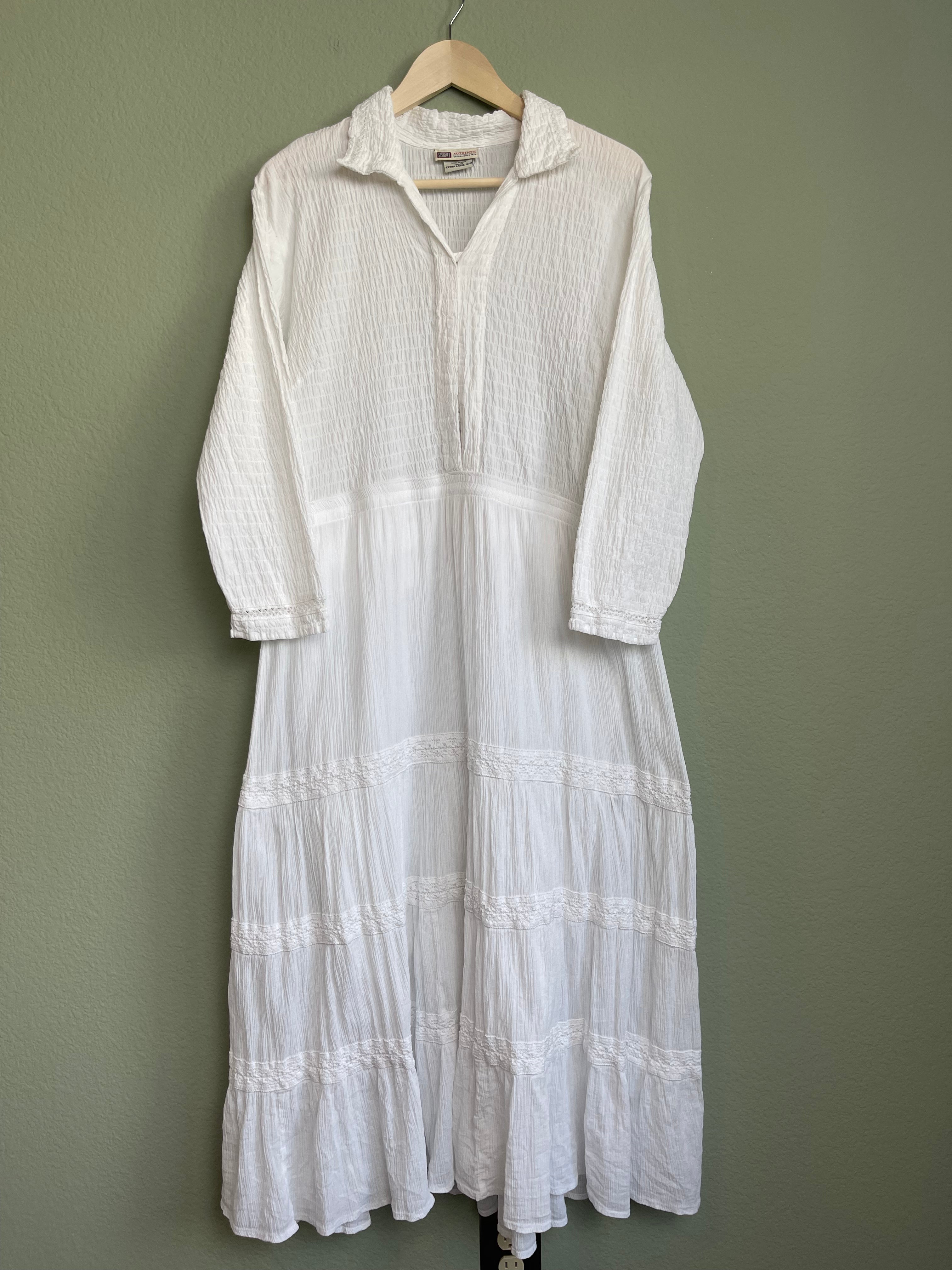 Vintage Cottage Core Cotton Maxi Dress sz xl