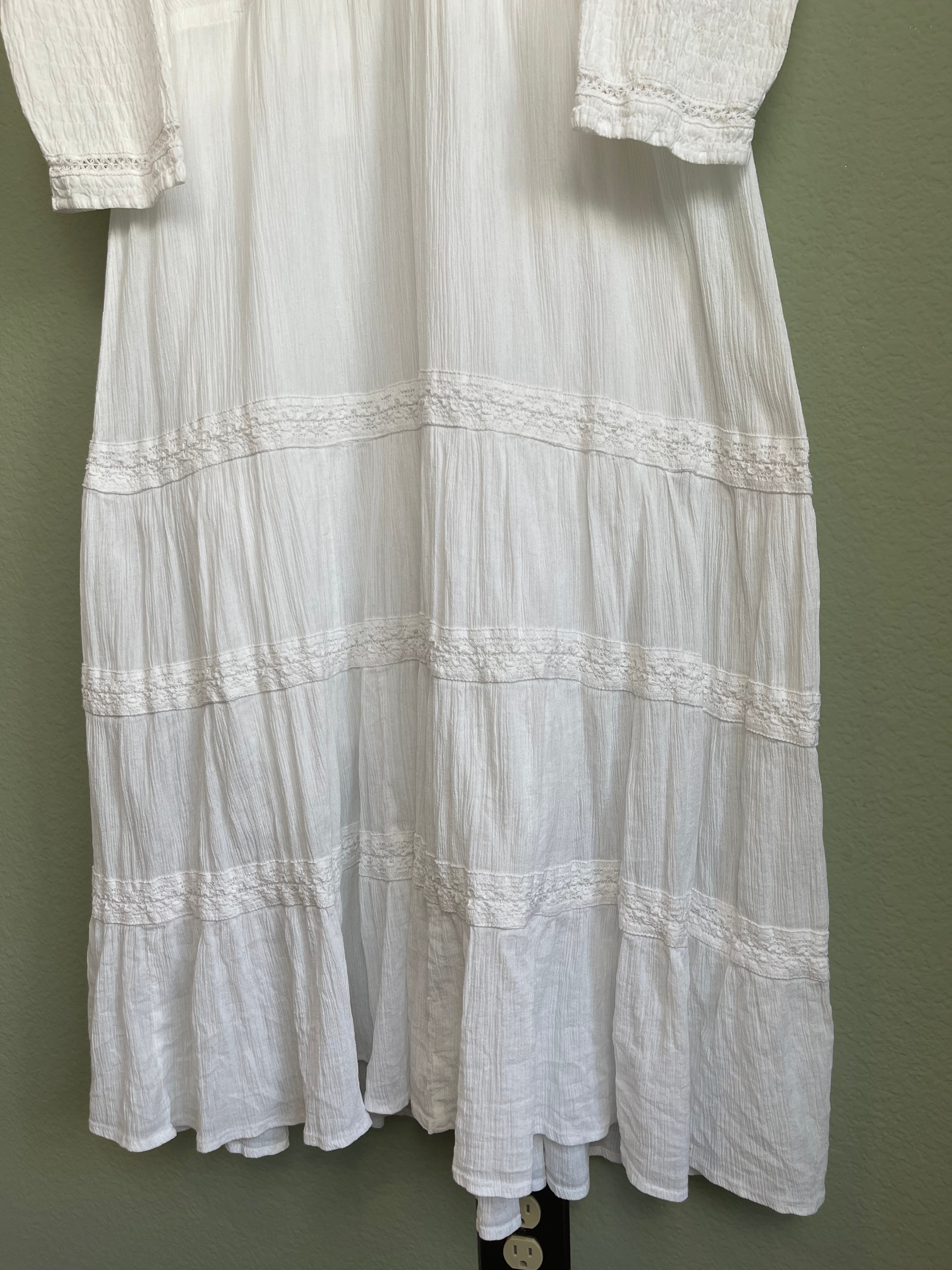 Vintage Cottage Core Cotton Maxi Dress sz xl