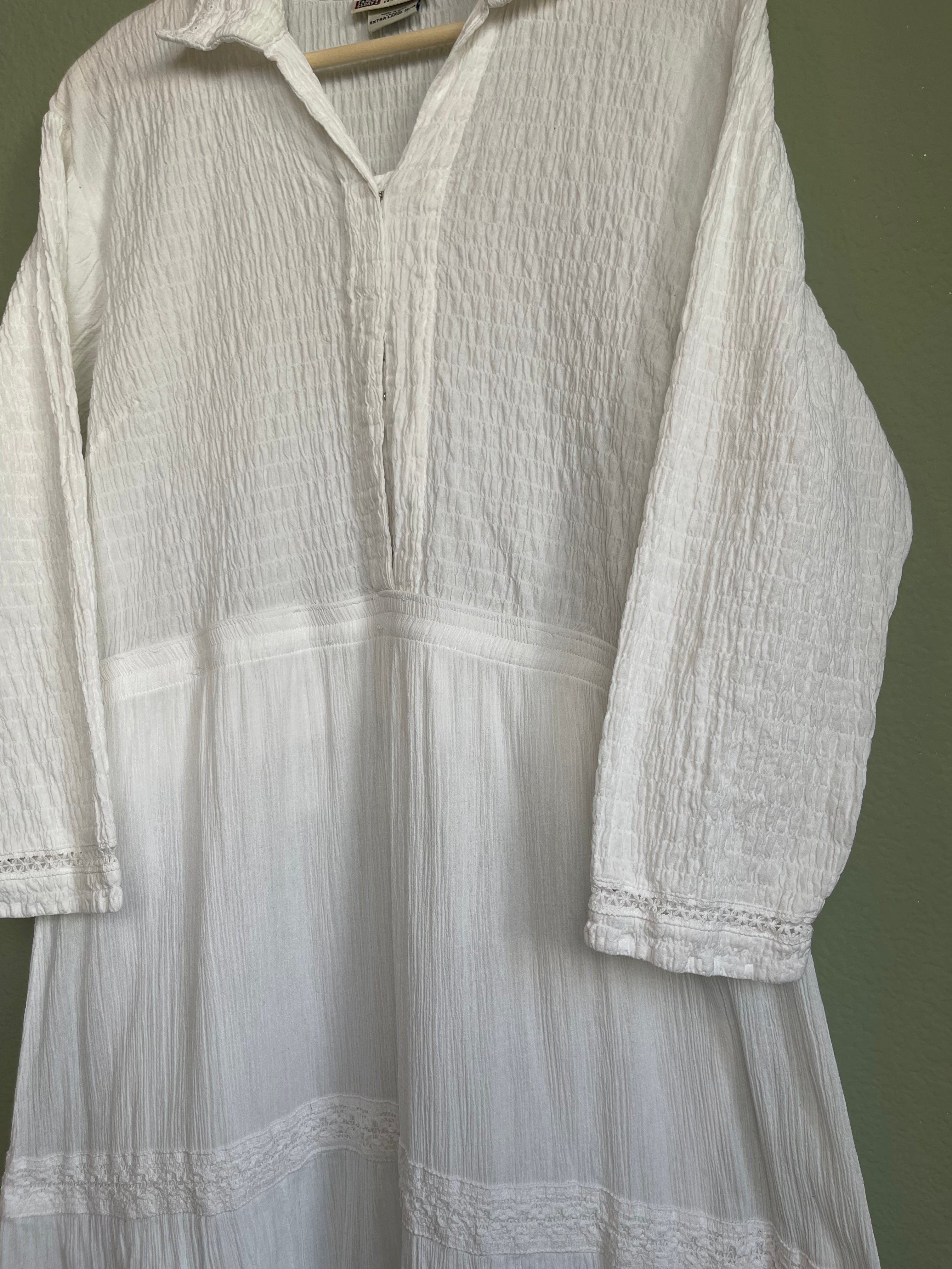 Vintage Cottage Core Cotton Maxi Dress sz xl