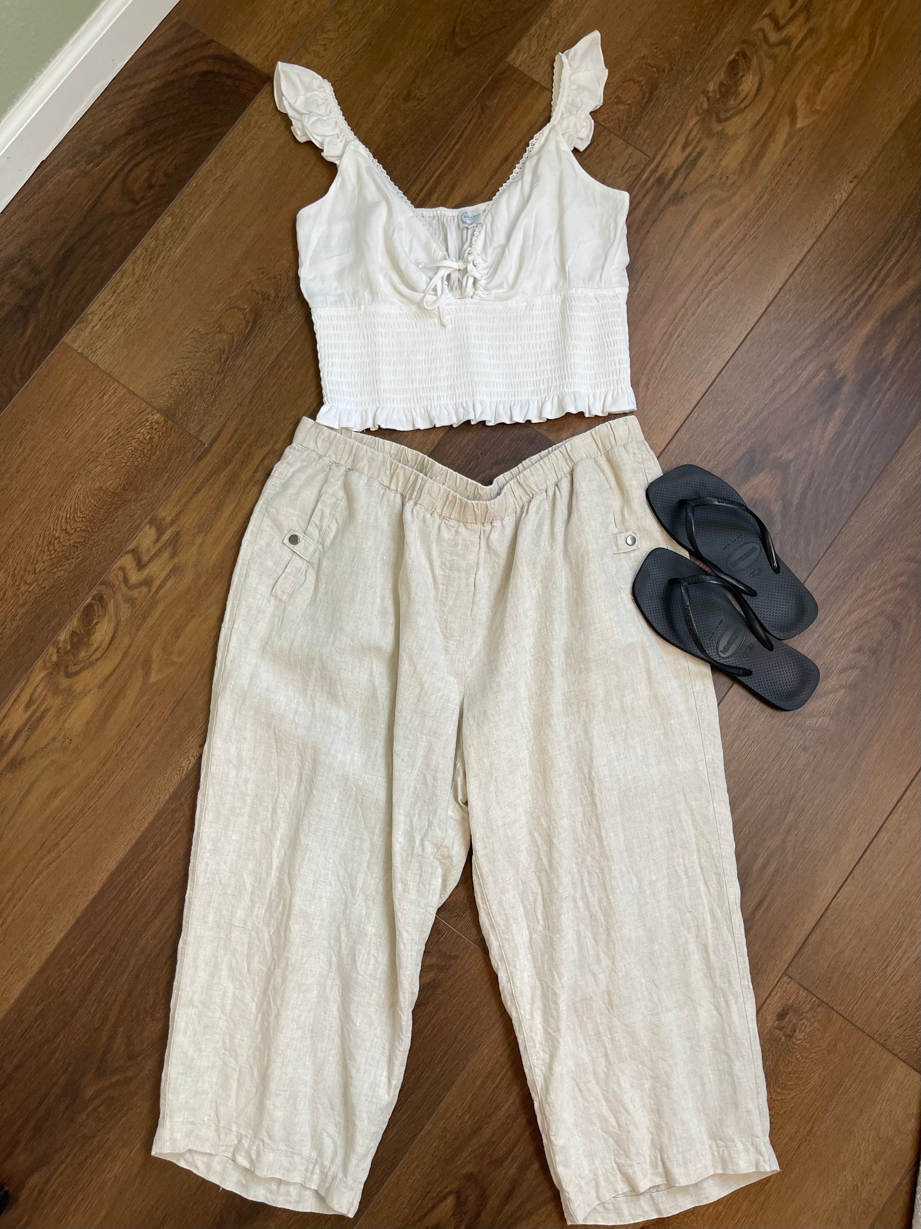 Linen Flowy Capri Pant sz xl-1xl