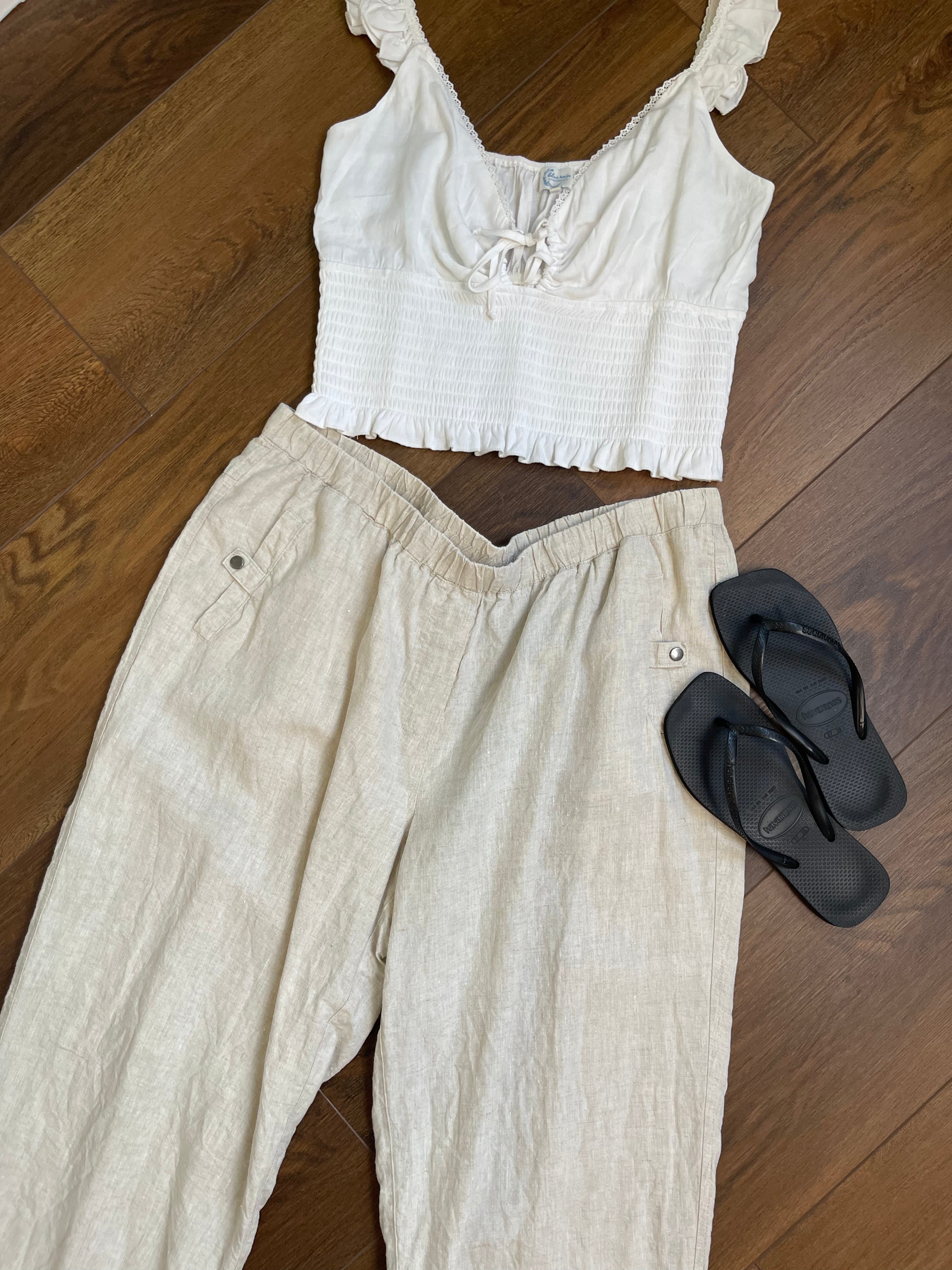 Linen Flowy Capri Pant sz xl-1xl