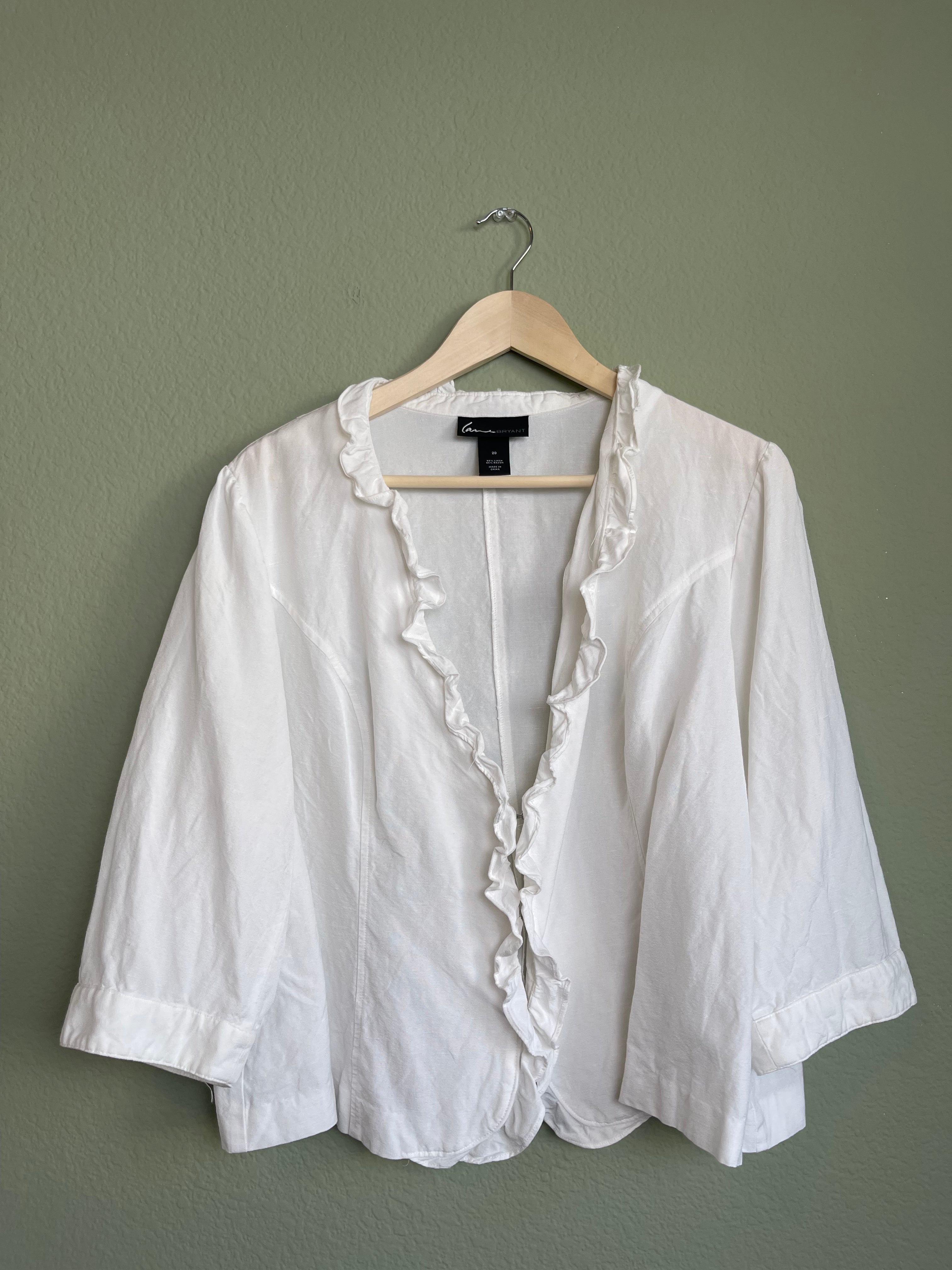 Retro Linen Blend At-The-Waist Blouse sz xl-1x