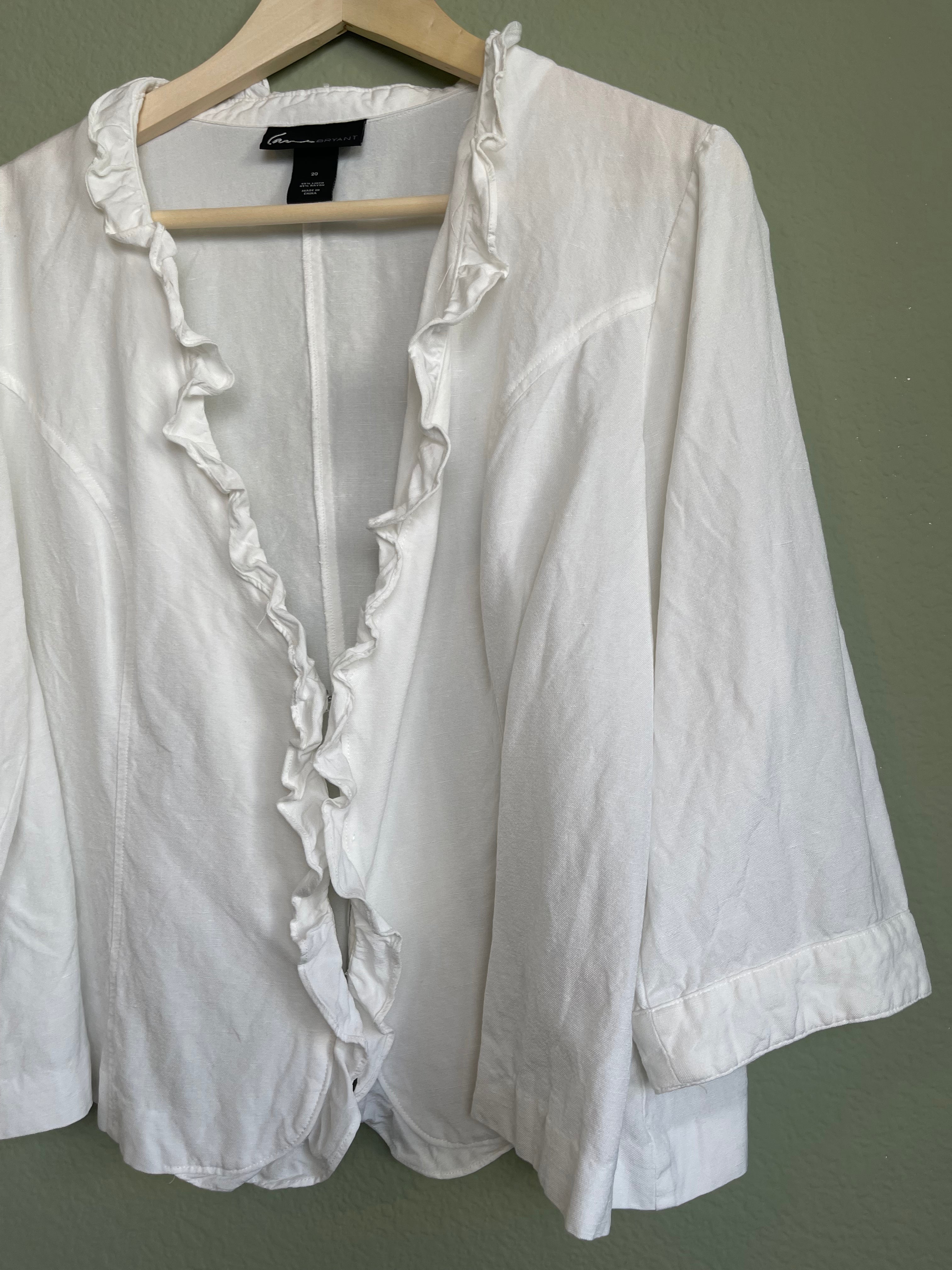 Retro Linen Blend At-The-Waist Blouse sz xl-1x