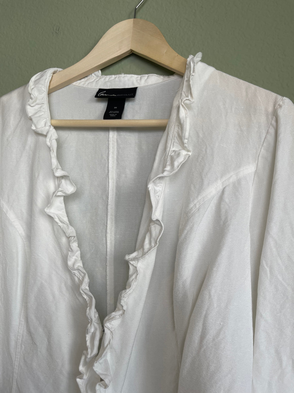 Retro Linen Blend At-The-Waist Blouse sz xl-1x