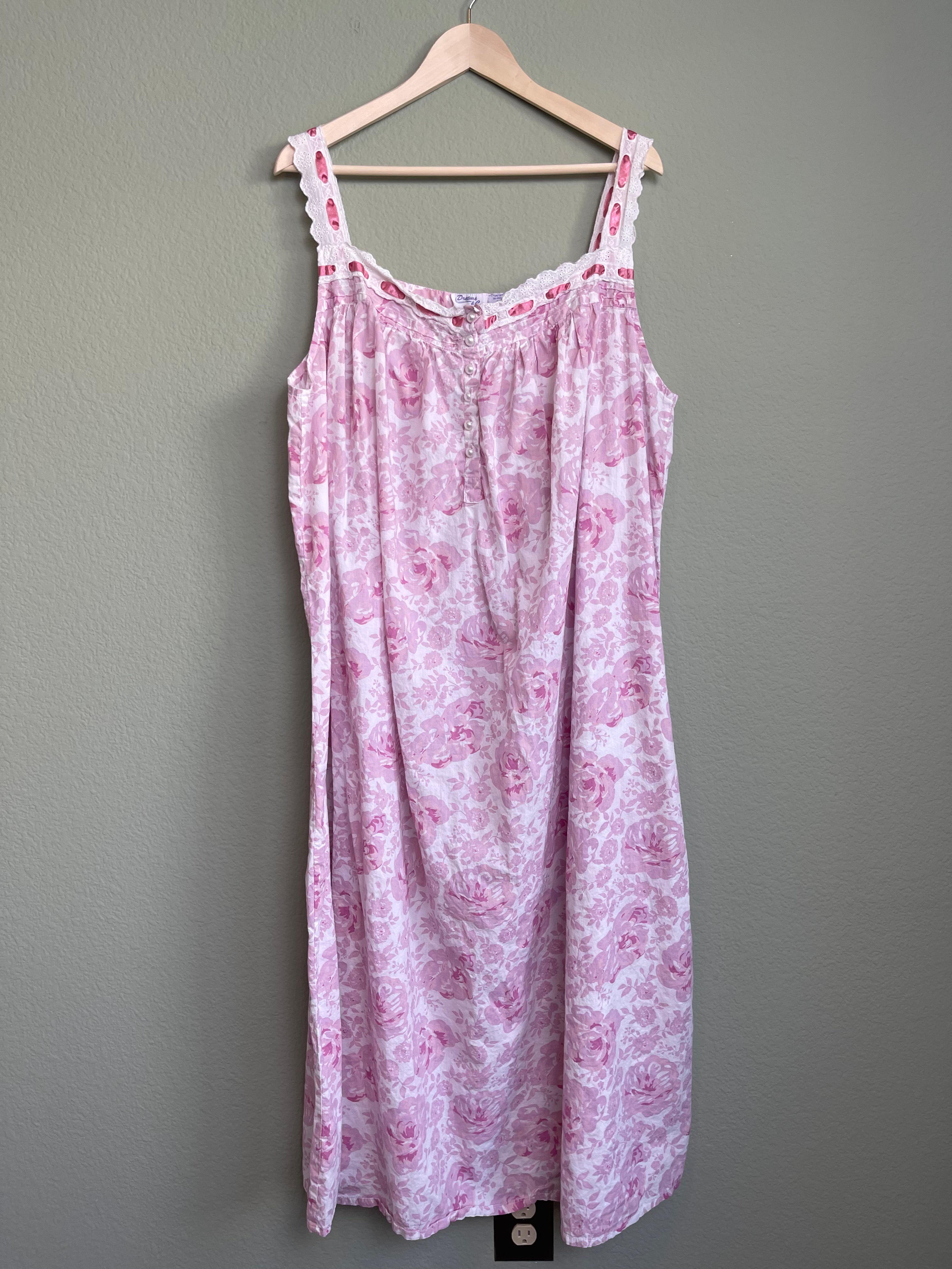 Vintage Floral Lace Trim House Dress sz 2x