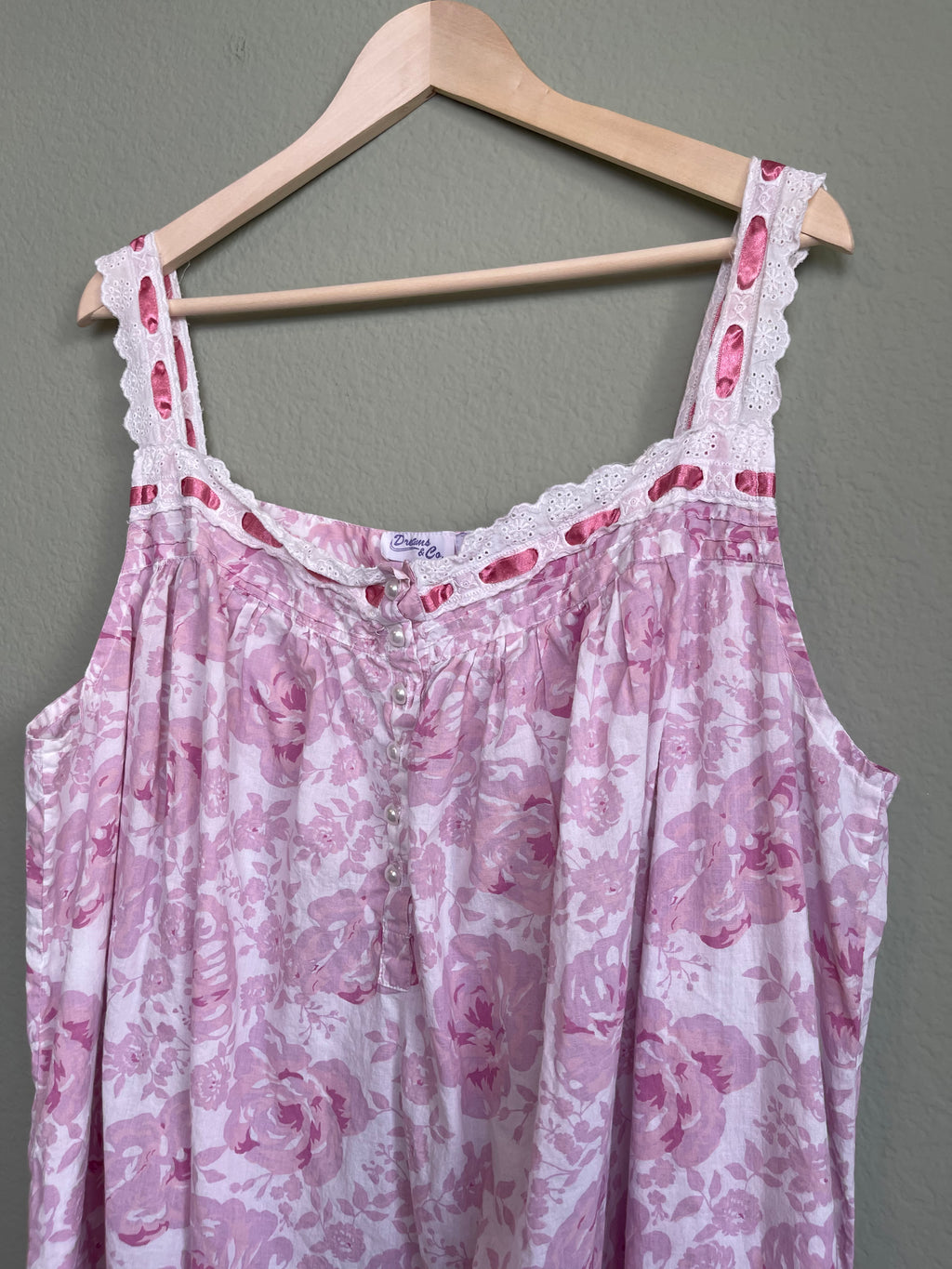 Vintage Floral Lace Trim House Dress sz 2x