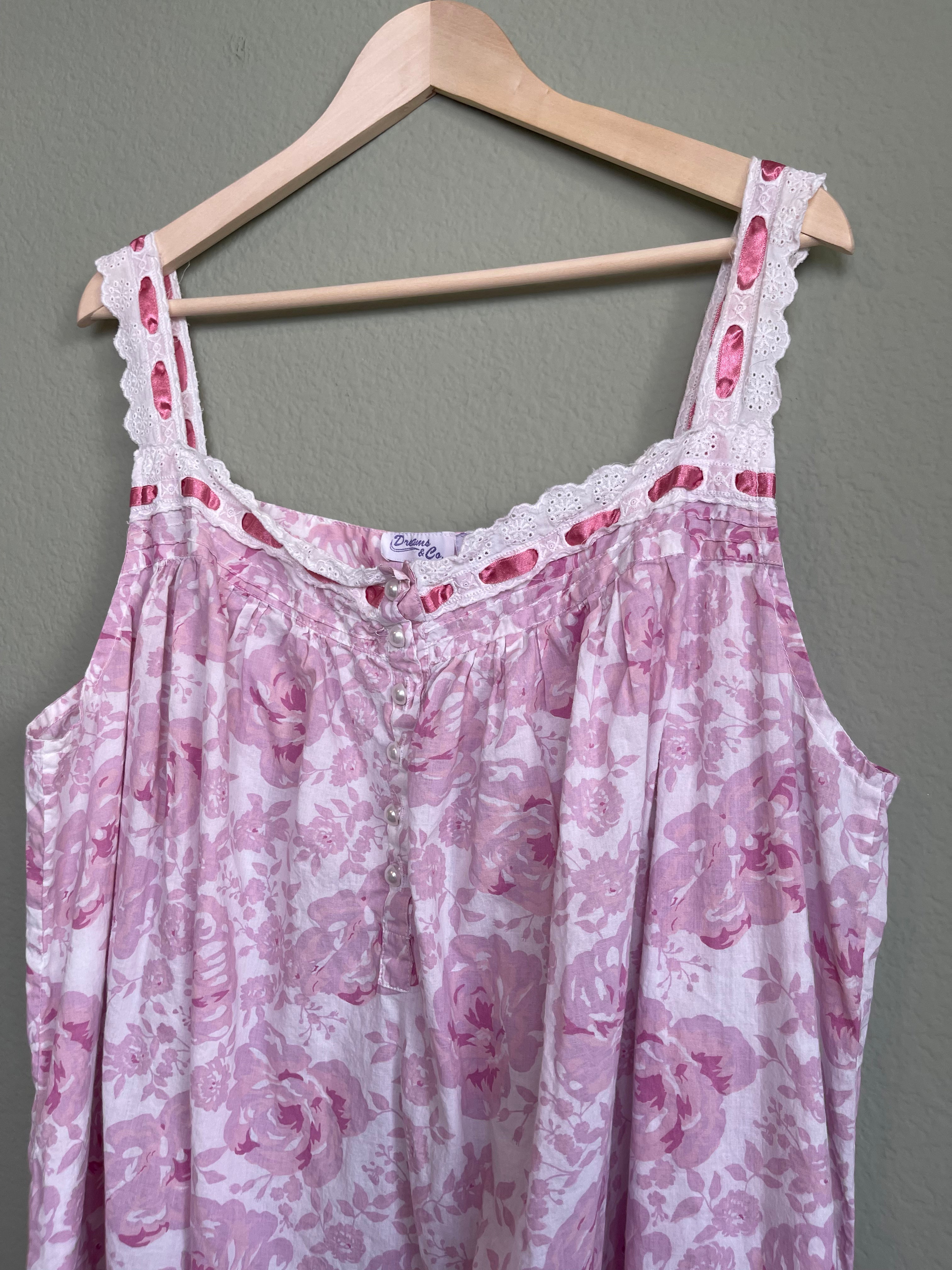 Vintage Floral Lace Trim House Dress sz 2x