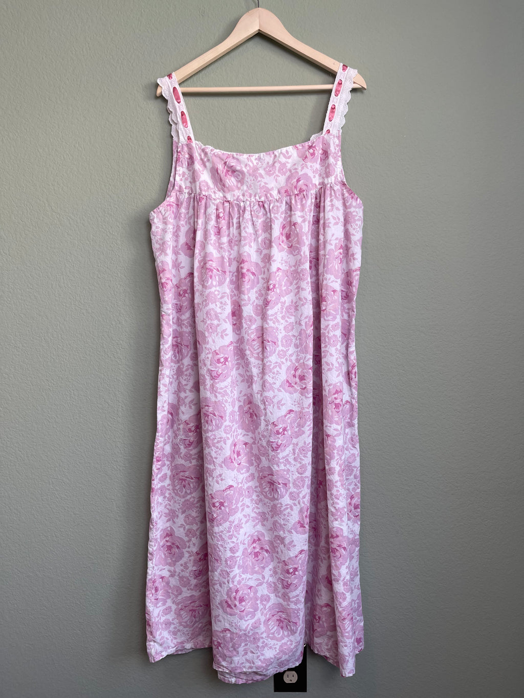 Vintage Floral Lace Trim House Dress sz 2x