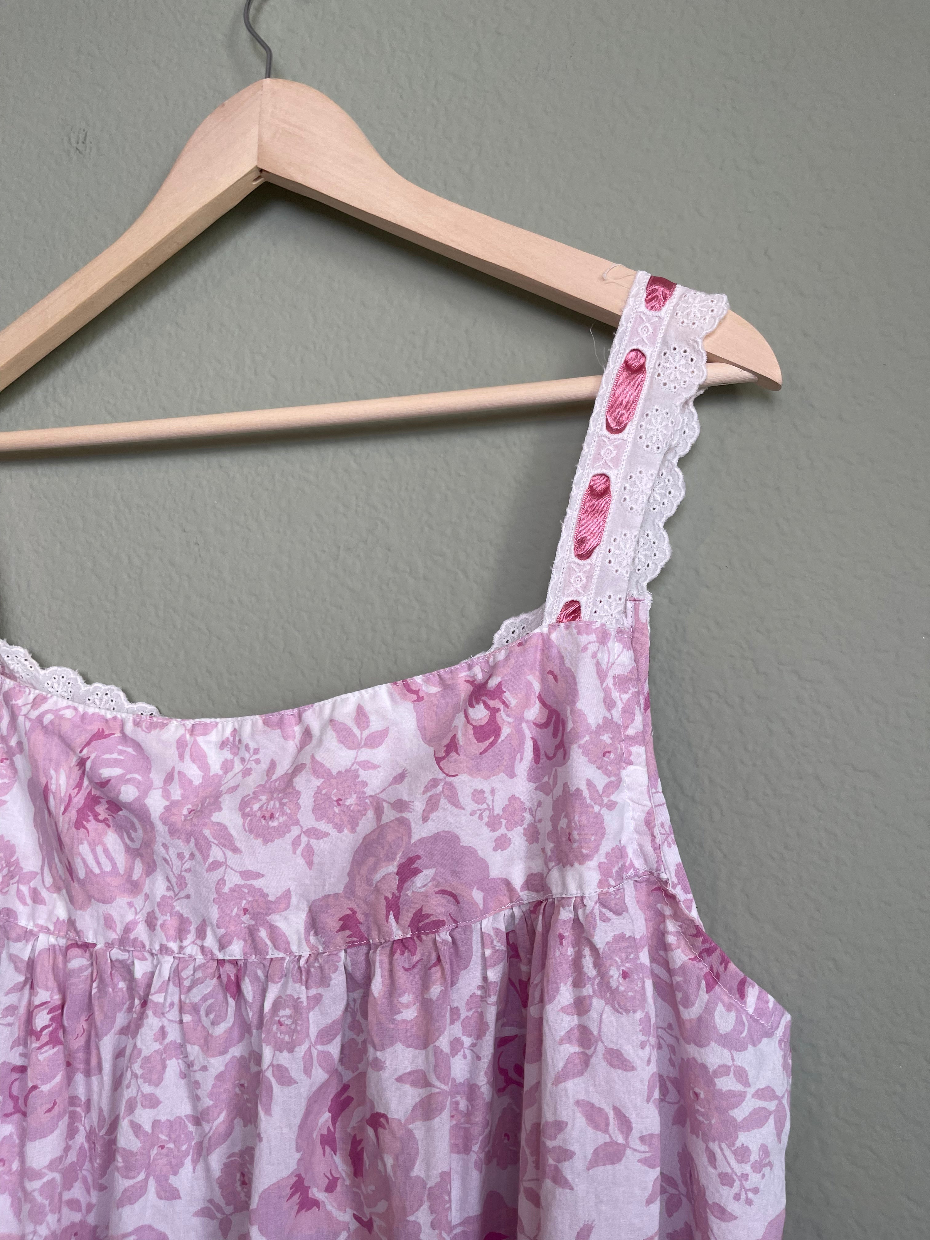 Vintage Floral Lace Trim House Dress sz 2x