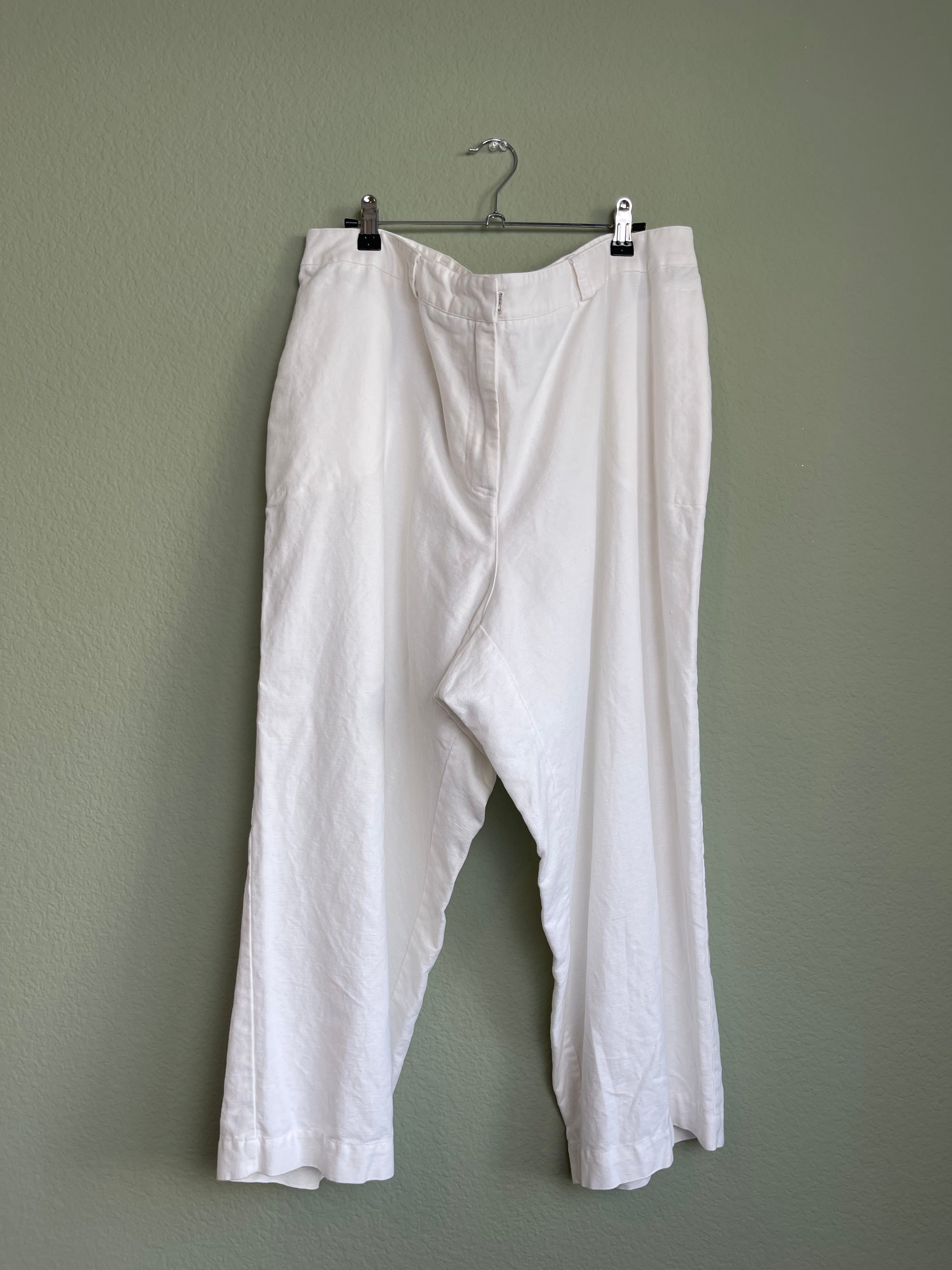 Vintage Linen Blend Ivory Crop Pant sz 16/18