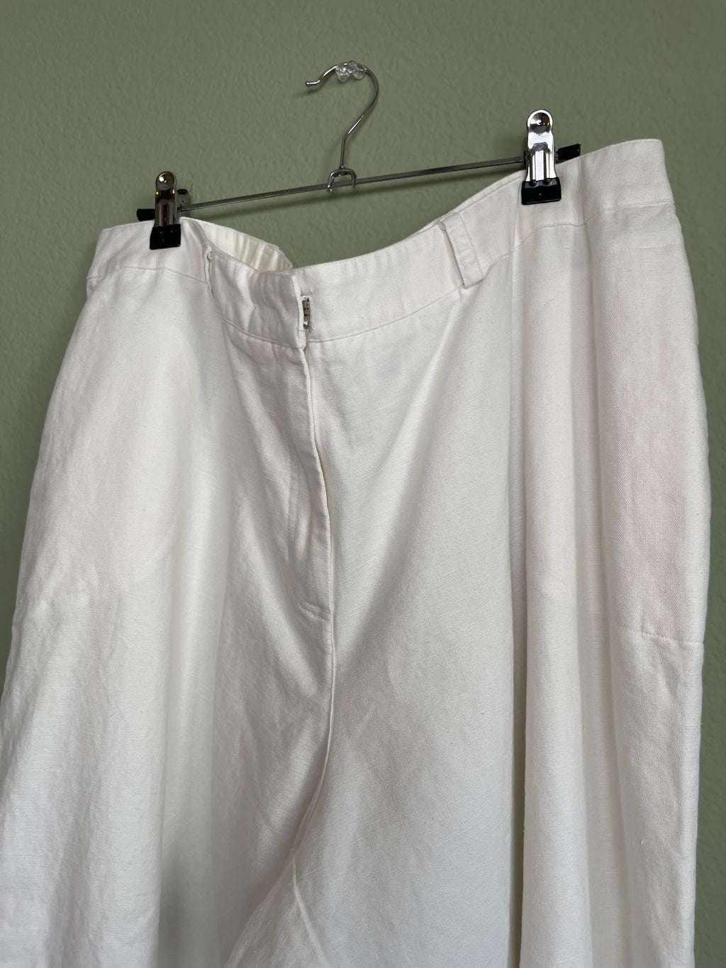 Vintage Linen Blend Ivory Crop Pant sz 16/18