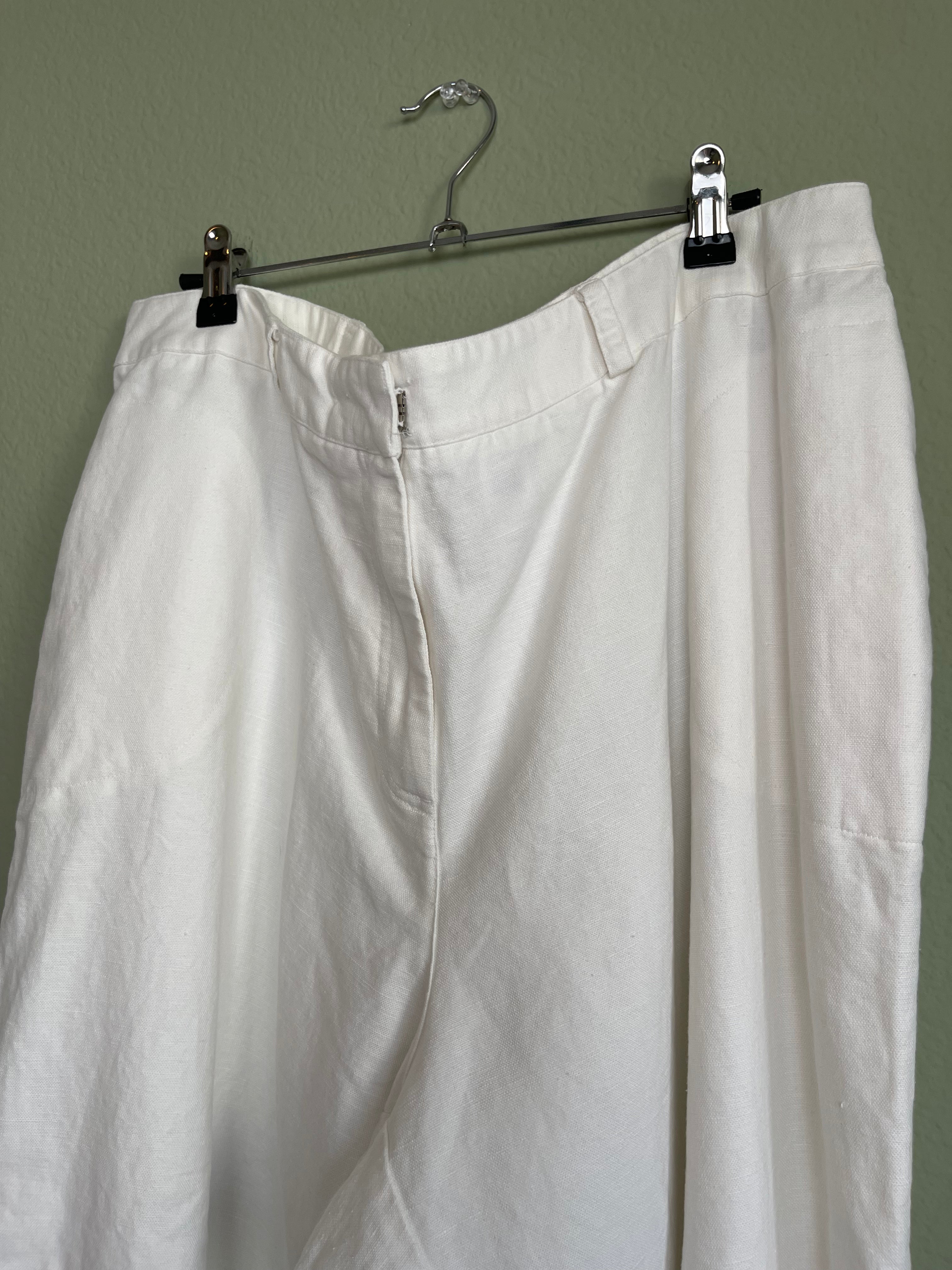 Vintage Linen Blend Ivory Crop Pant sz 16/18