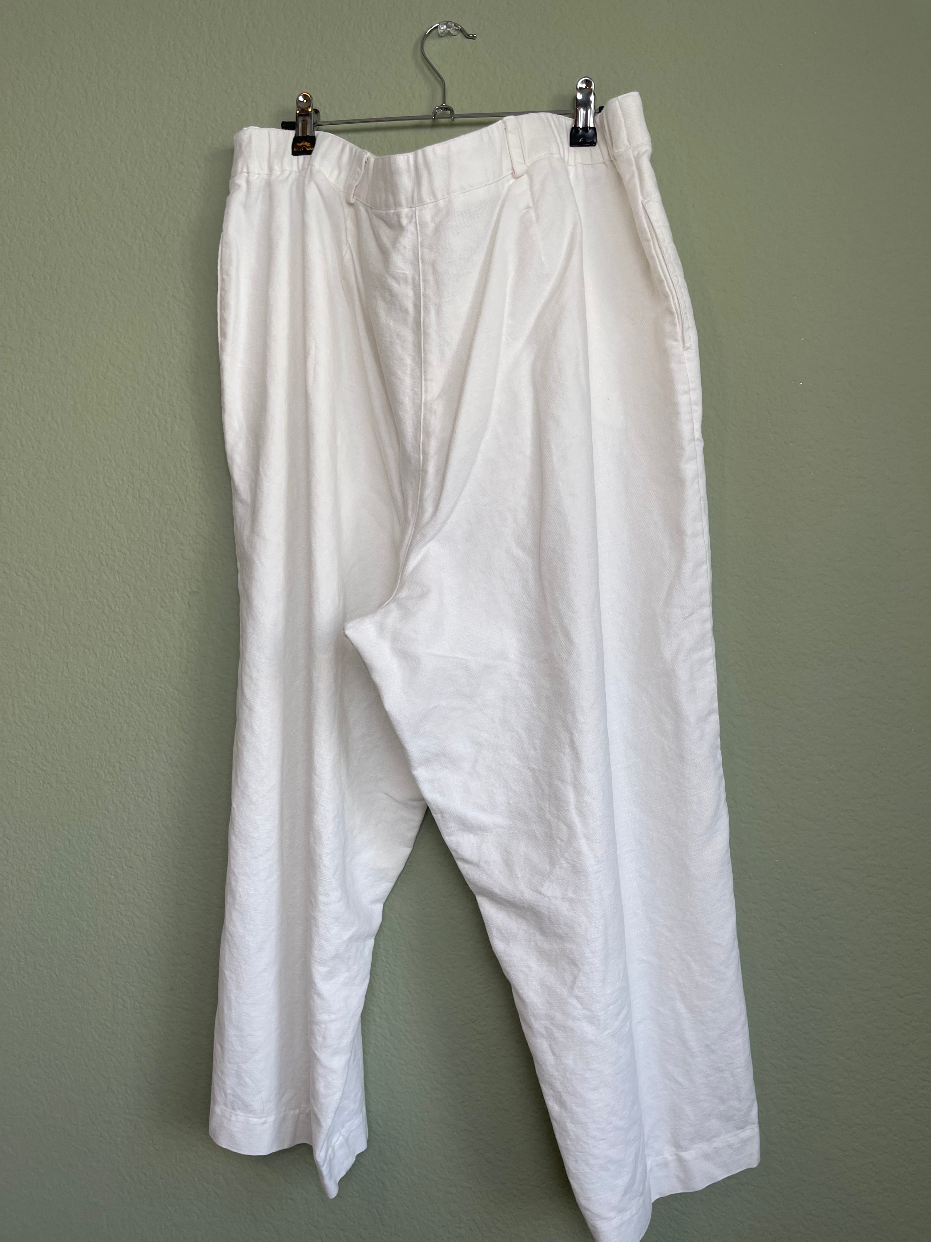 Vintage Linen Blend Ivory Crop Pant sz 16/18