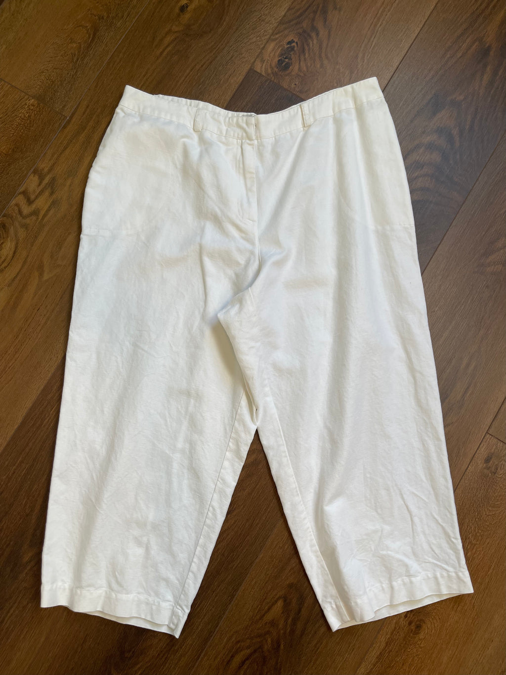 Vintage Linen Blend Ivory Crop Pant sz 16/18