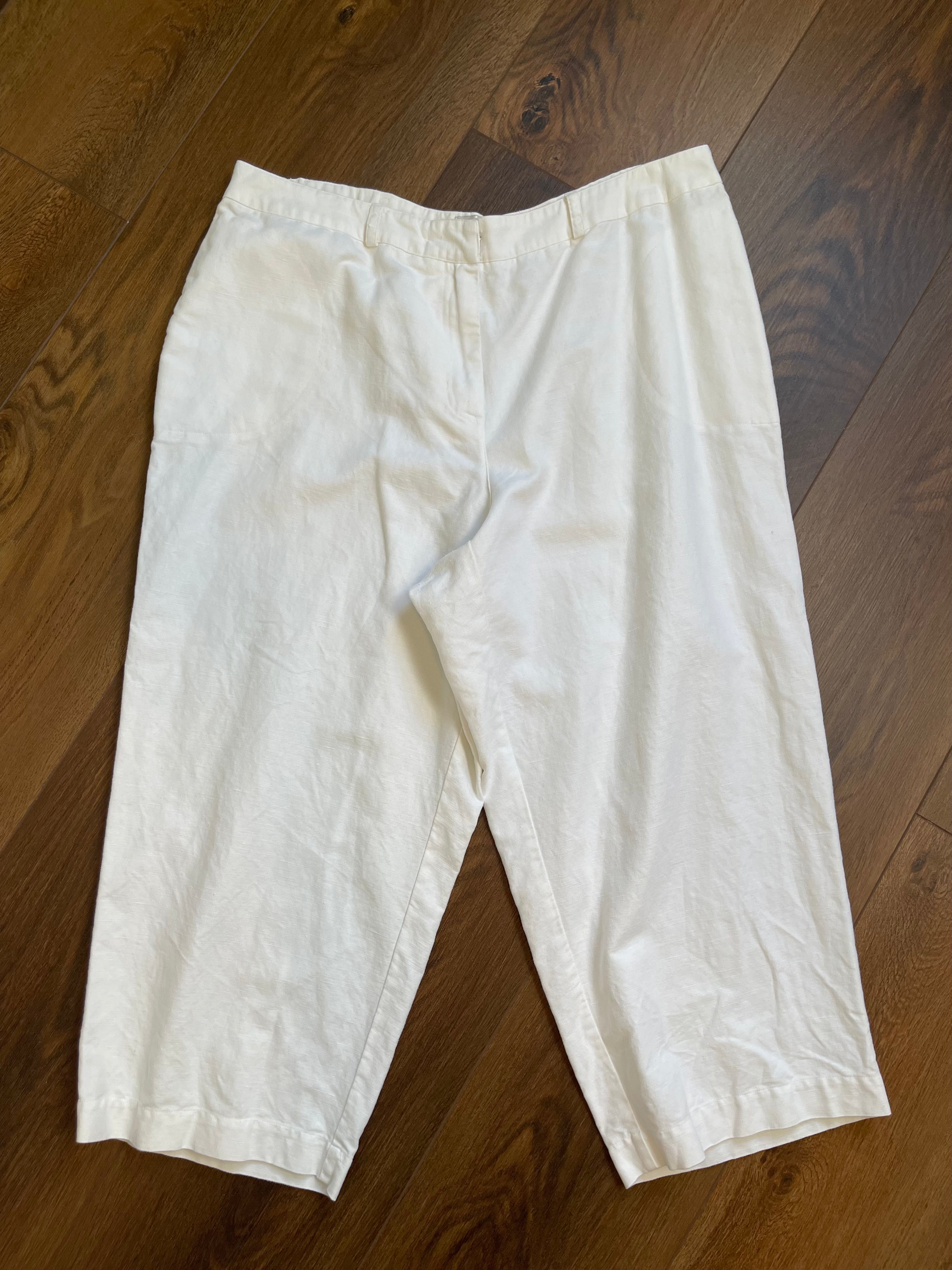Vintage Linen Blend Ivory Crop Pant sz 16/18
