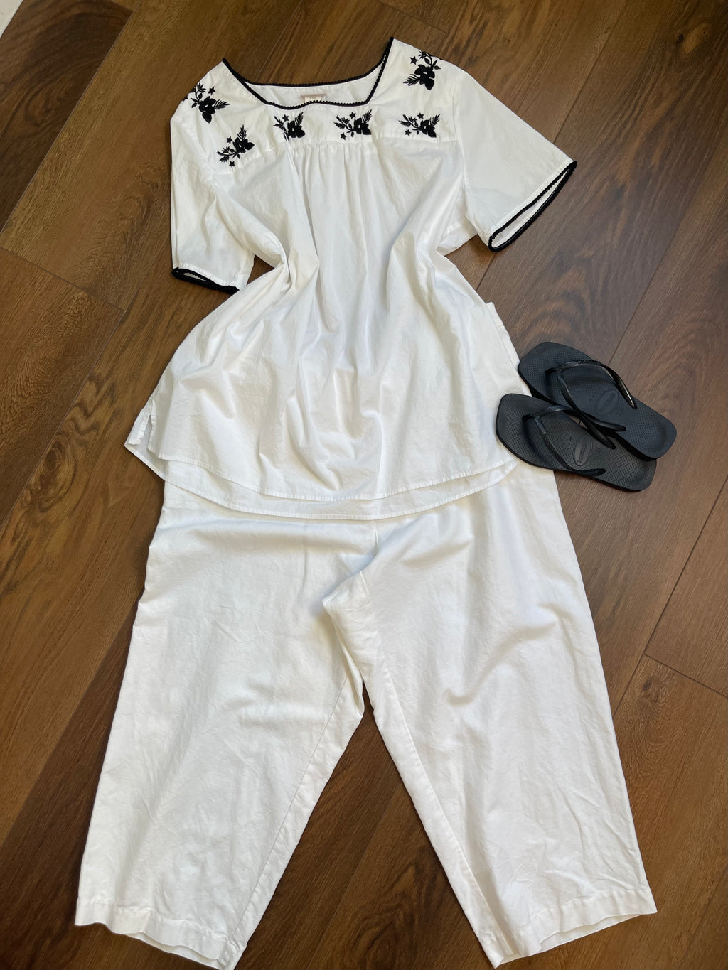 Vintage Linen Blend Ivory Crop Pant sz 16/18