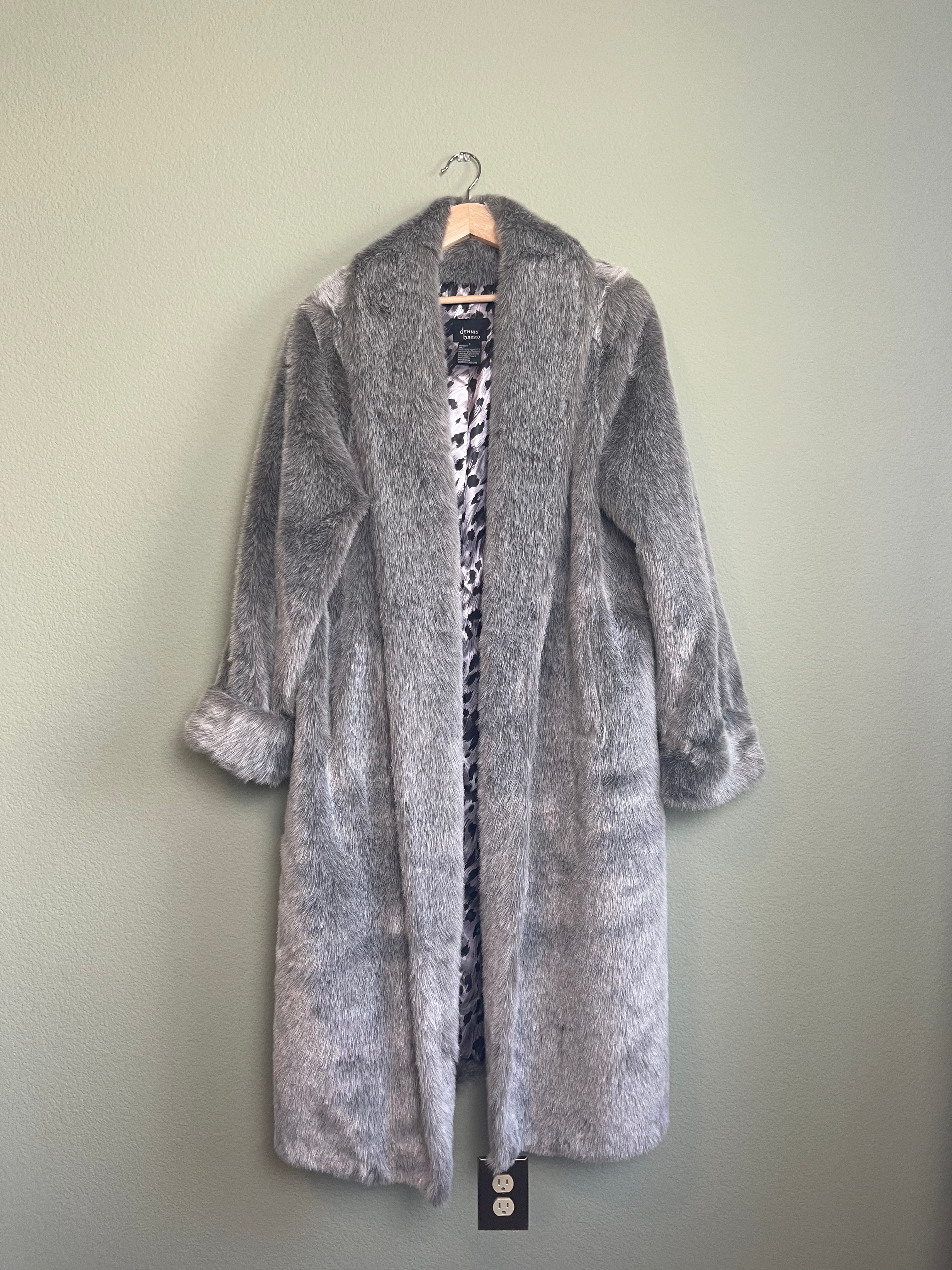 Vintage Faux Fur Dennis Basso Long Coat sz L-1x