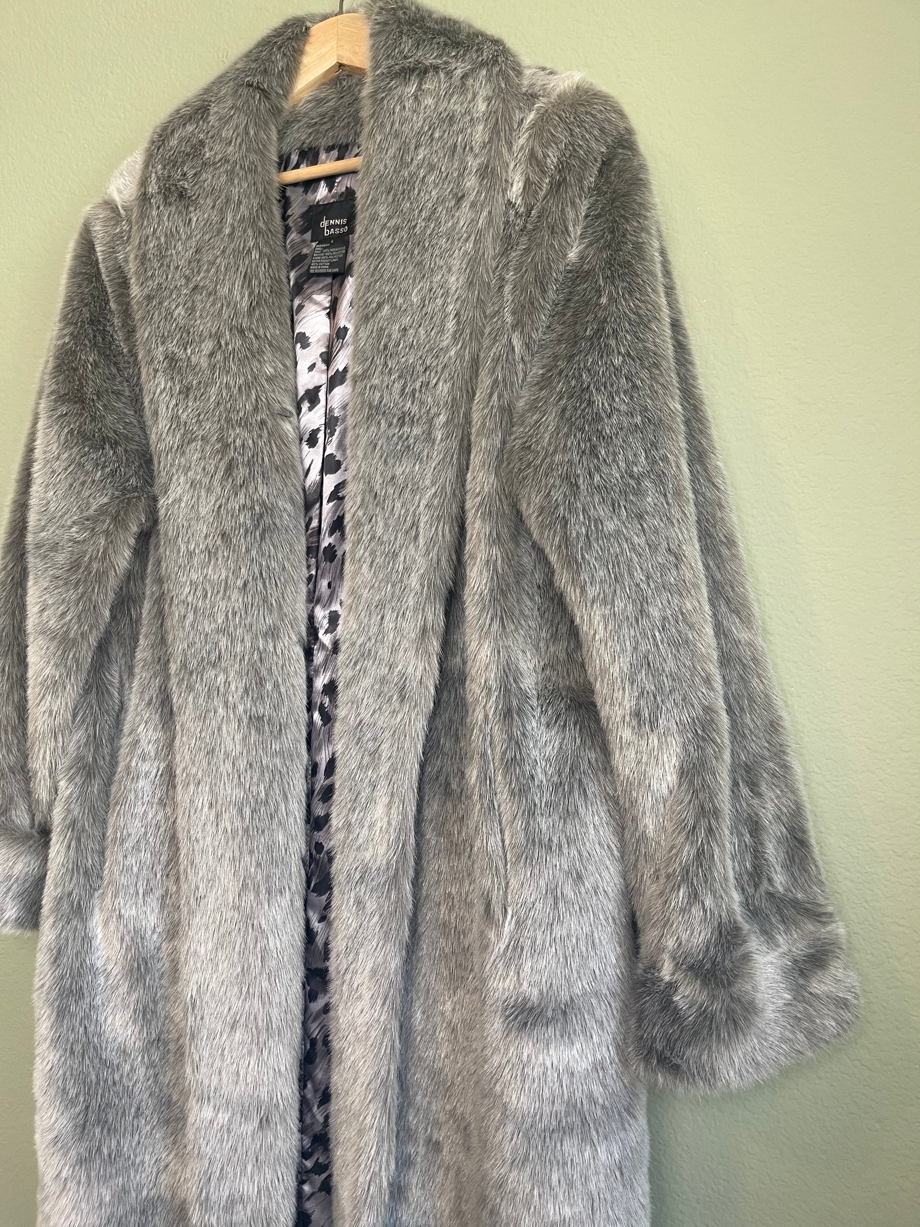 Vintage Faux Fur Dennis Basso Long Coat sz L-1x