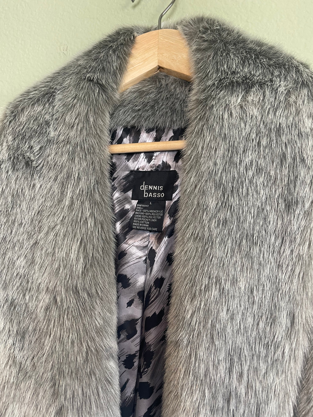 Vintage Faux Fur Dennis Basso Long Coat sz L-1x