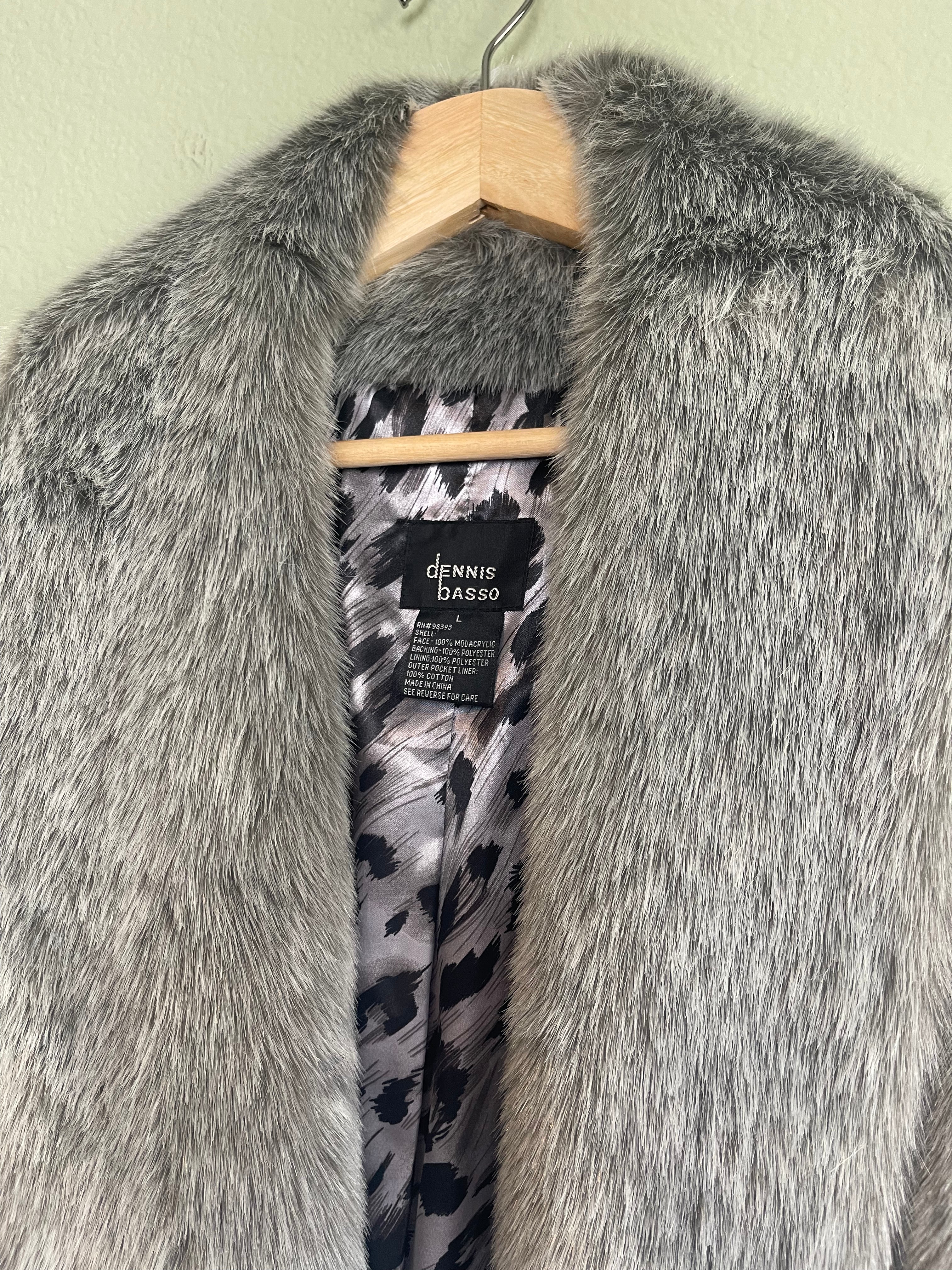 Vintage Faux Fur Dennis Basso Long Coat sz L-1x