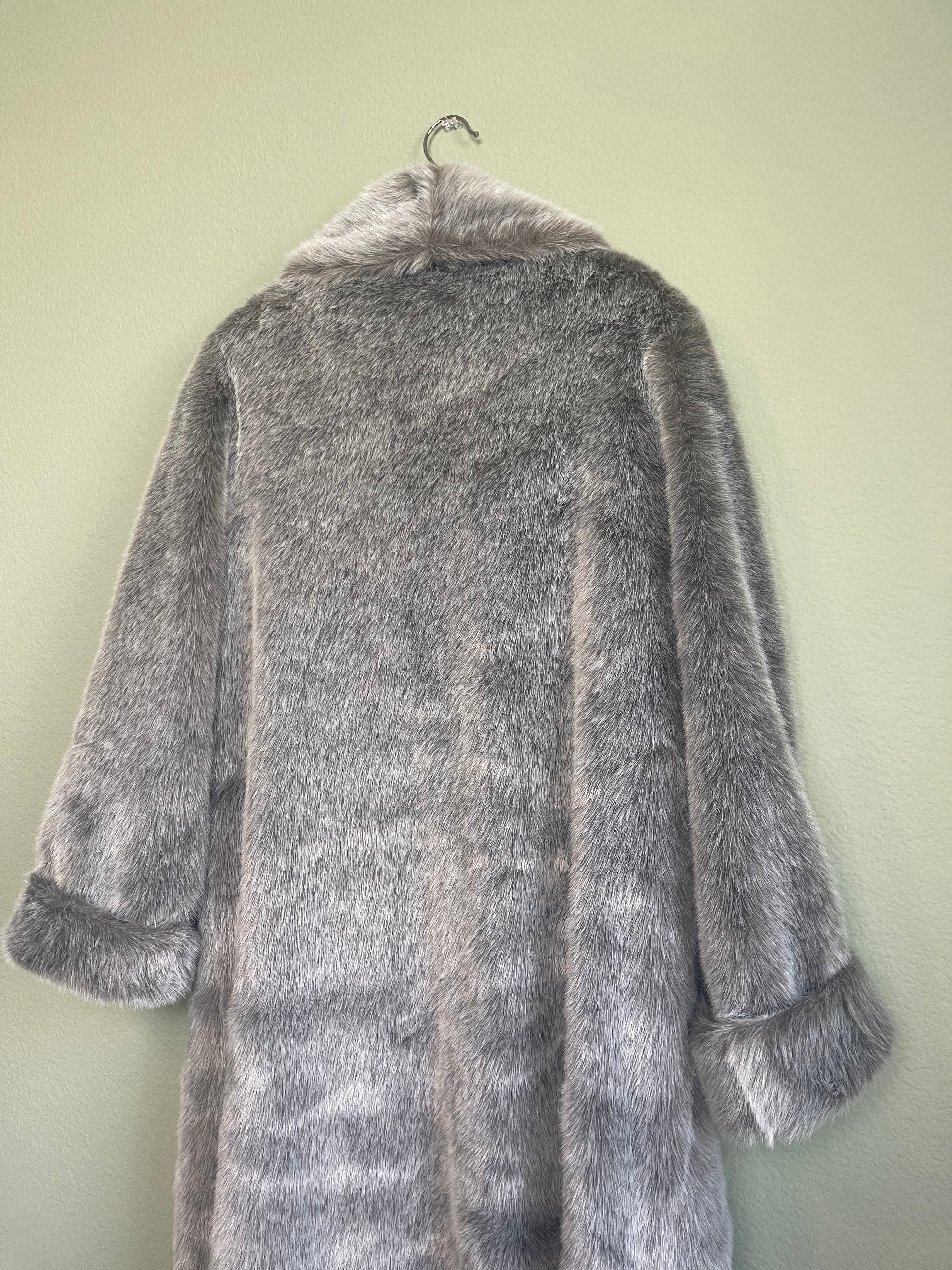 Vintage Faux Fur Dennis Basso Long Coat sz L-1x