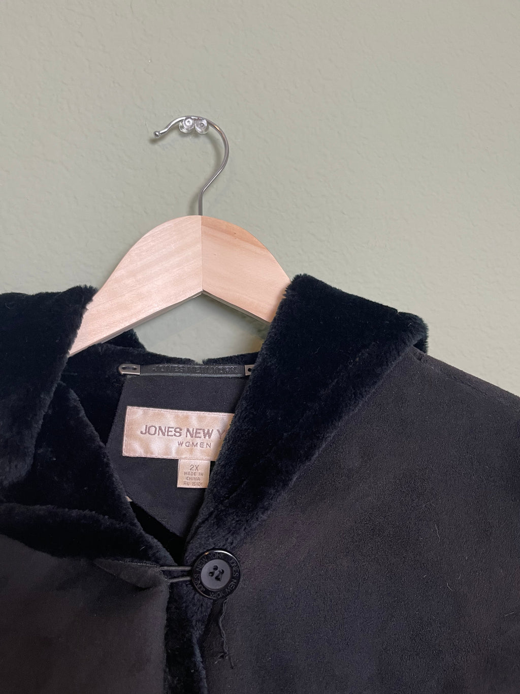 Vintage Jones New York Faux Fur Trench Coat sz 2x