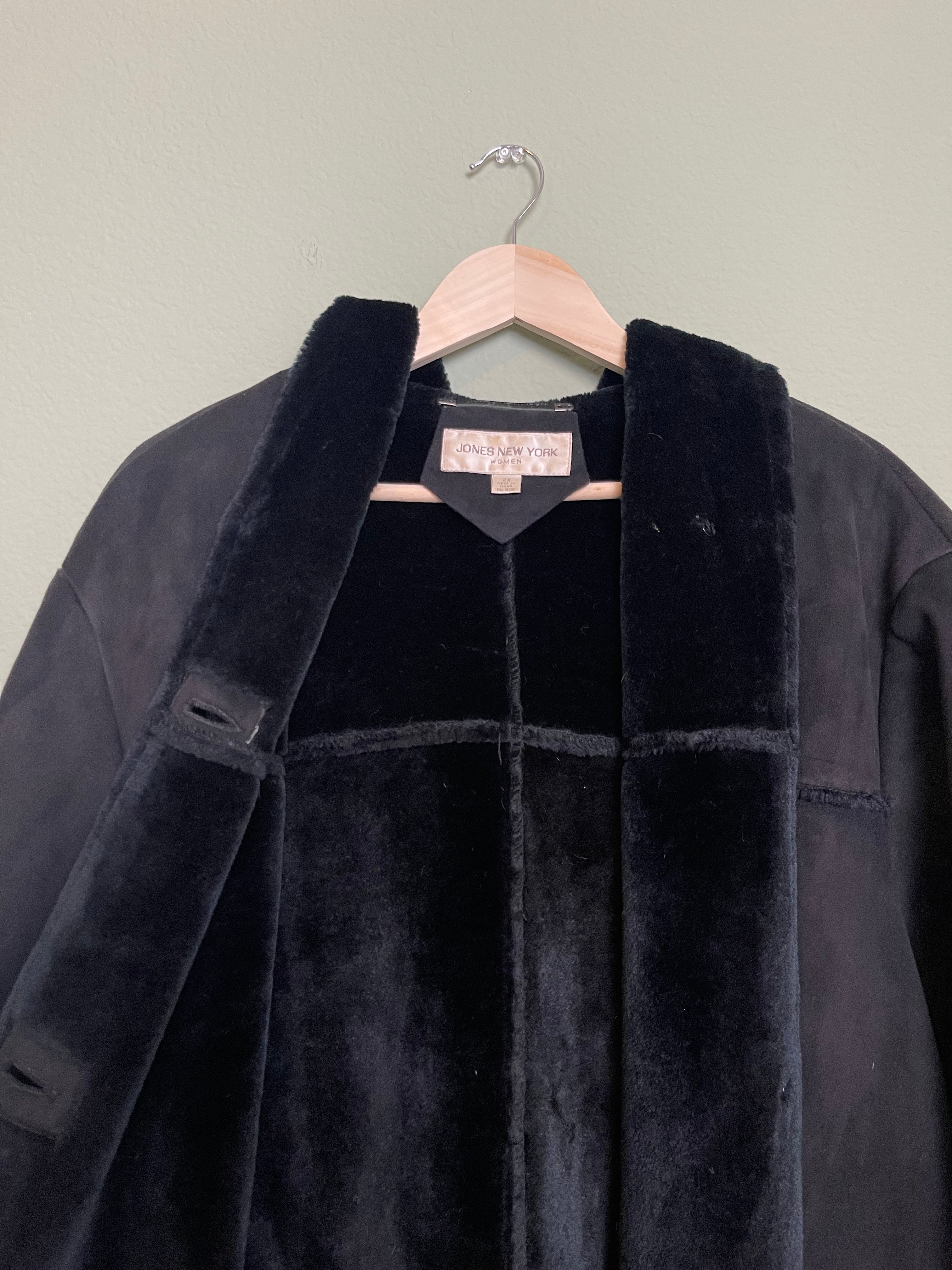 Vintage Jones New York Faux Fur Trench Coat sz 2x