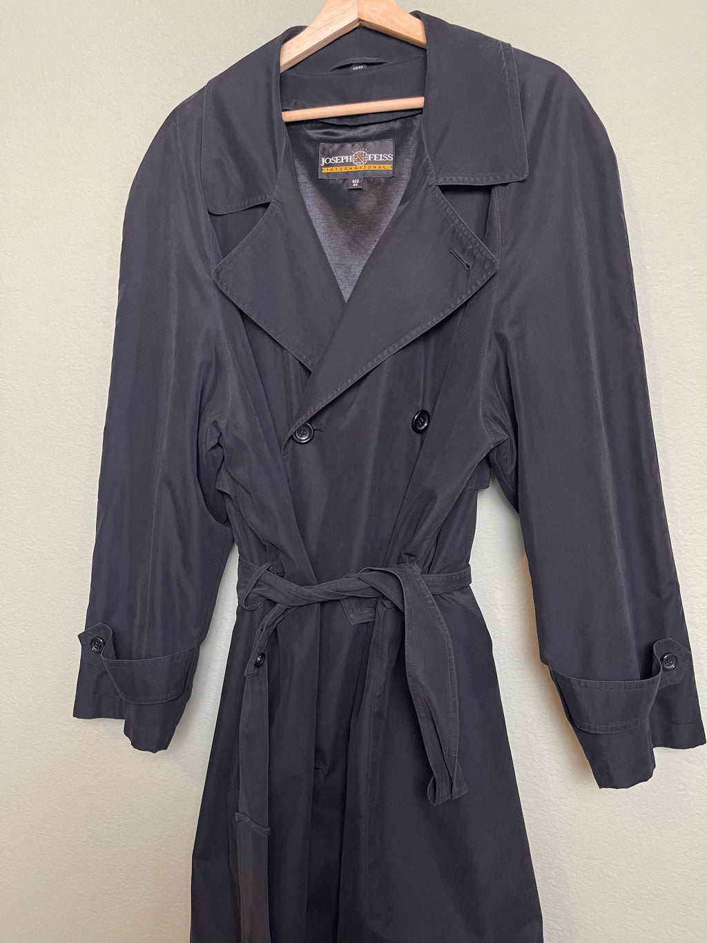 Vintage Joseph & Feiss Black Trench Coat sz xl-1x