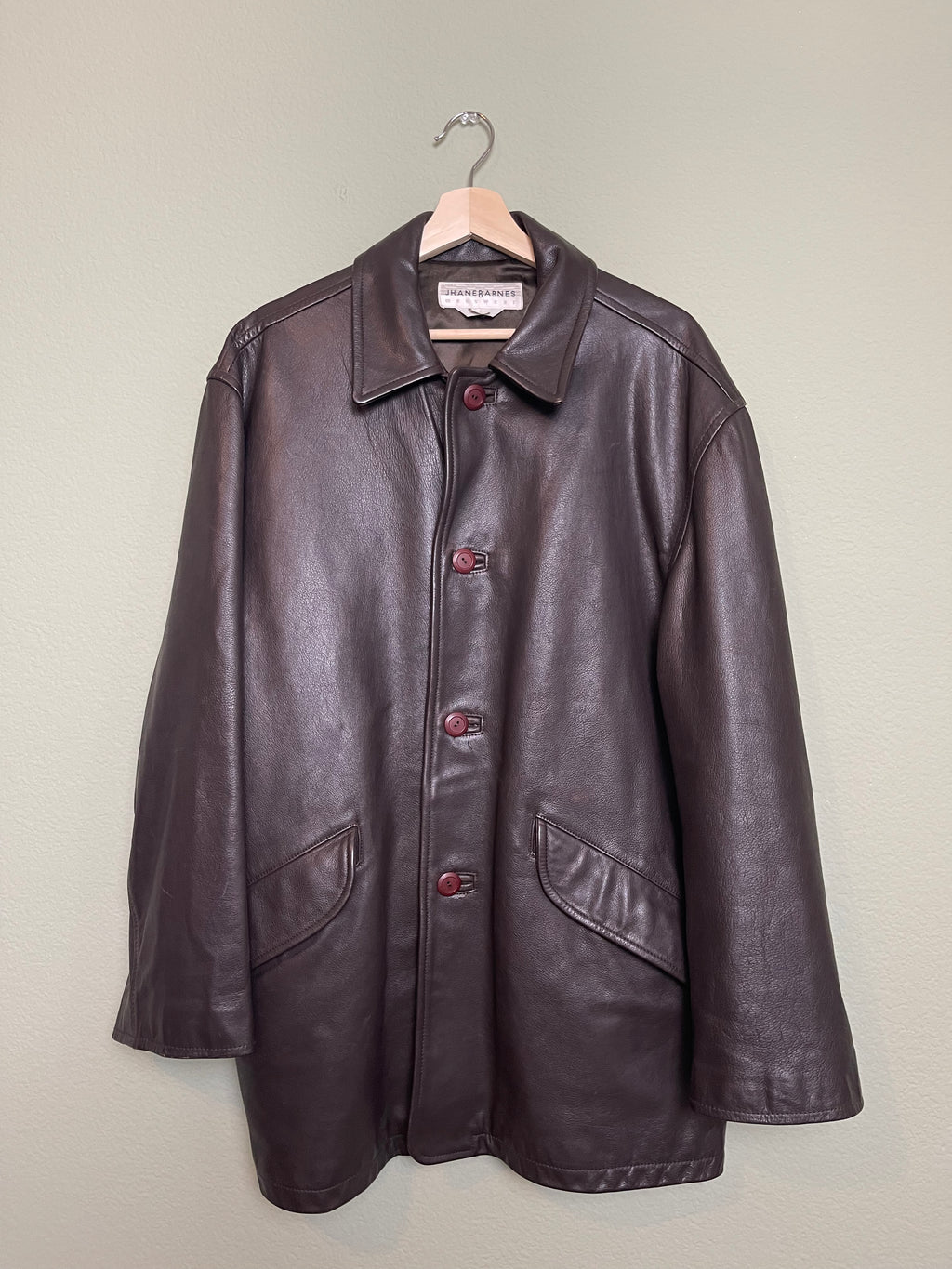 Vintage Chocolate Brown Leather Jacket sz l-xl